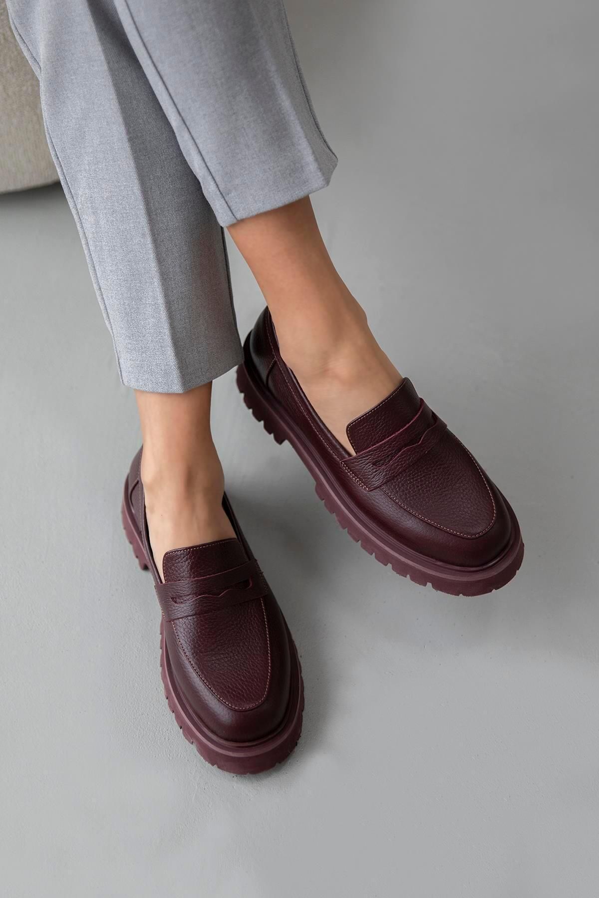 STRASWANS-Sandie Women's Genuine Leather Loafer Shoes Claret Red 3