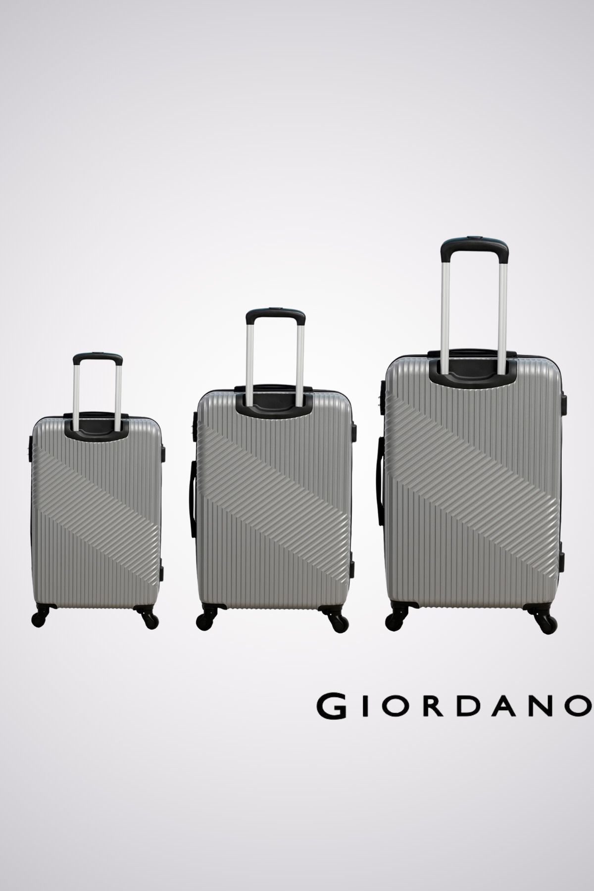 Giordano-Logo Series Luggage Set of 3 Silver,ABS Hardshell Lightweight Durable Secure Number Lock. 2