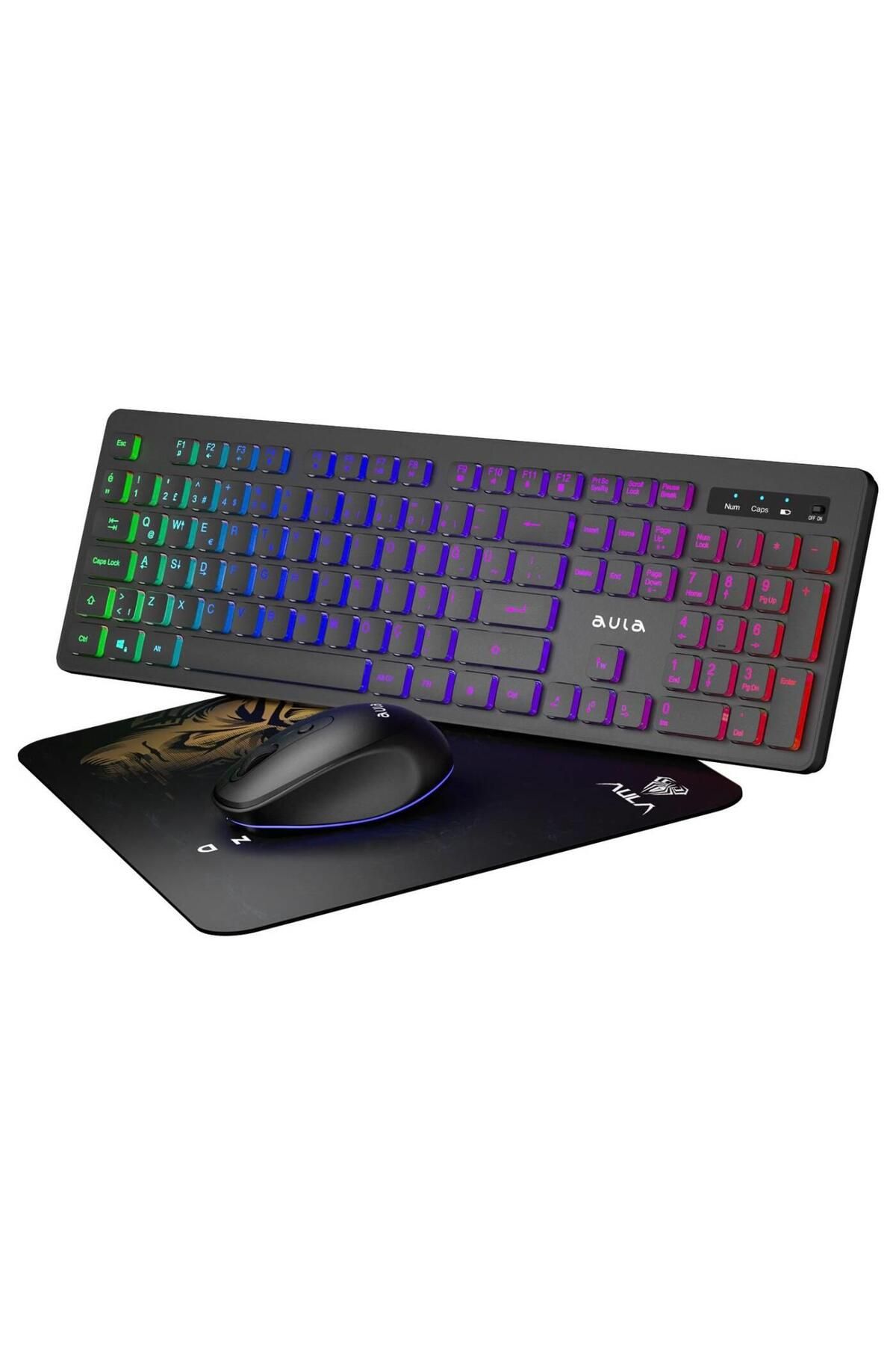 Genel Markalar Ac208 Rainbow 2.4ghz Kablosuz Şarjlı Türkçe Q Klavye / Mouse Ve Mousepad Seti