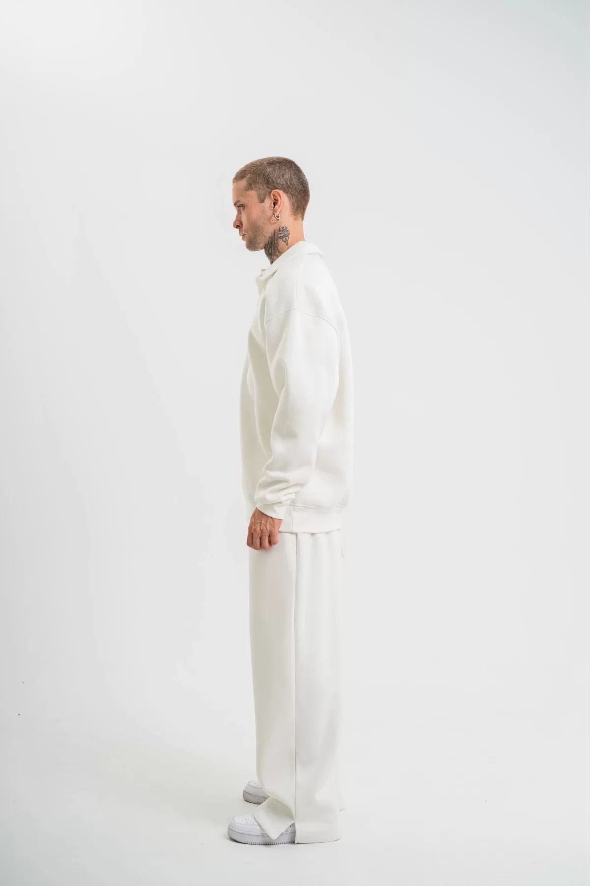 Roque-Oversize Polo Collar Tracksuit Set with Slits on the Legs 5