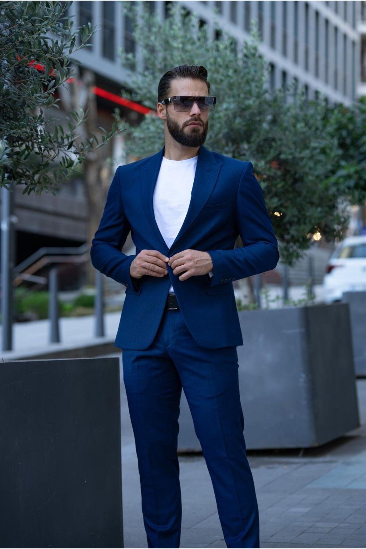 Salihtarzz-Italian Cut Suit Navy Blue Sports - Slim Fit SD4982 2