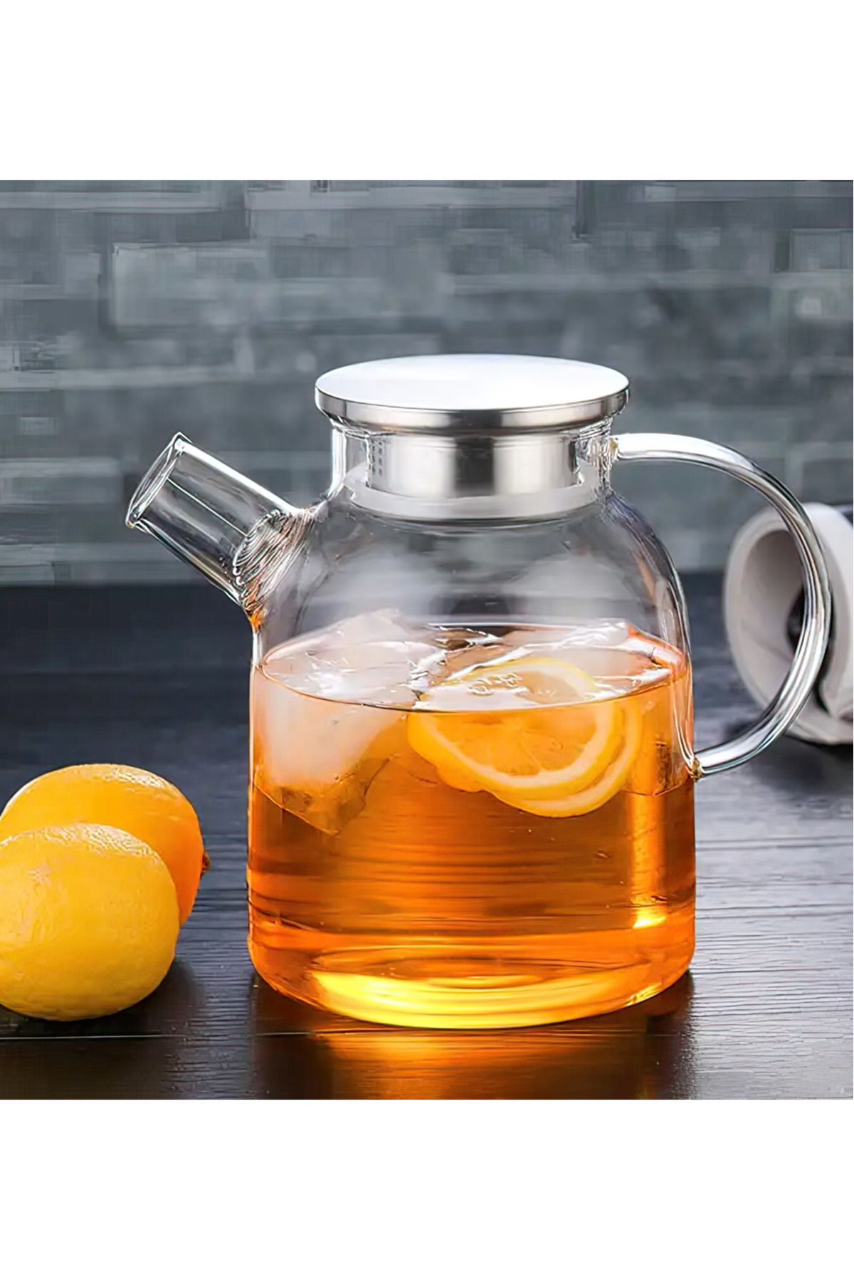 onixe Çelik Kapaklı Borosilikat Cam Demlik 1500ML Royaleks-CM-2003