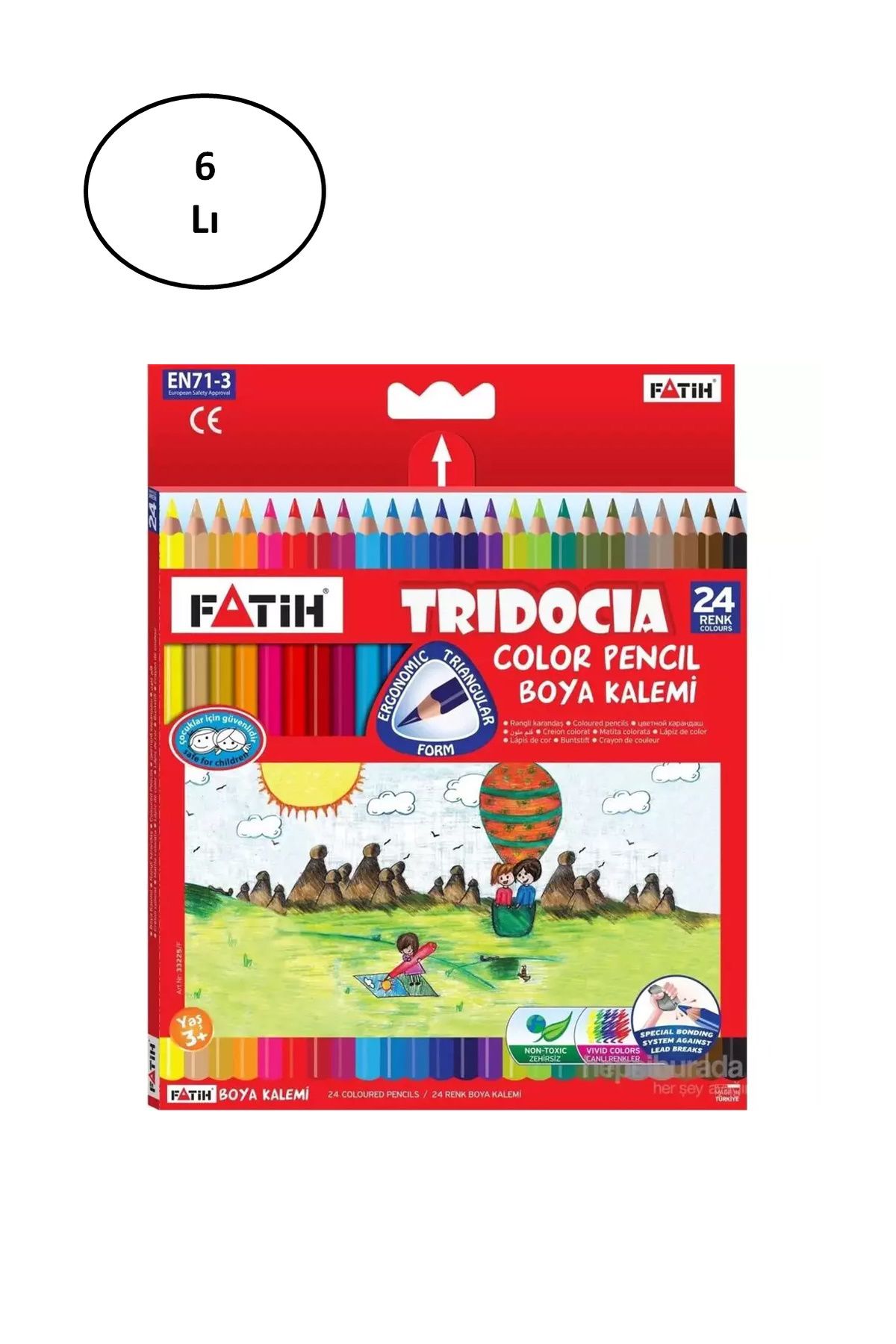 Mu Art Fatih Üçgen Kuru Boya Kalemi 24 Renk Tam Boy Tridocia 6'Lı