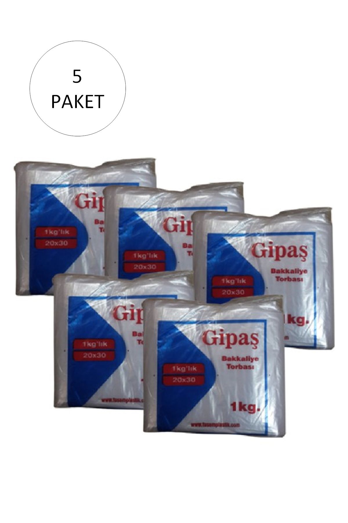 GİPAŞ Bakkaliye Naylon Torba 1'kg lık 20x30 cm 5 Paket (Takriben 1.800 Adet)