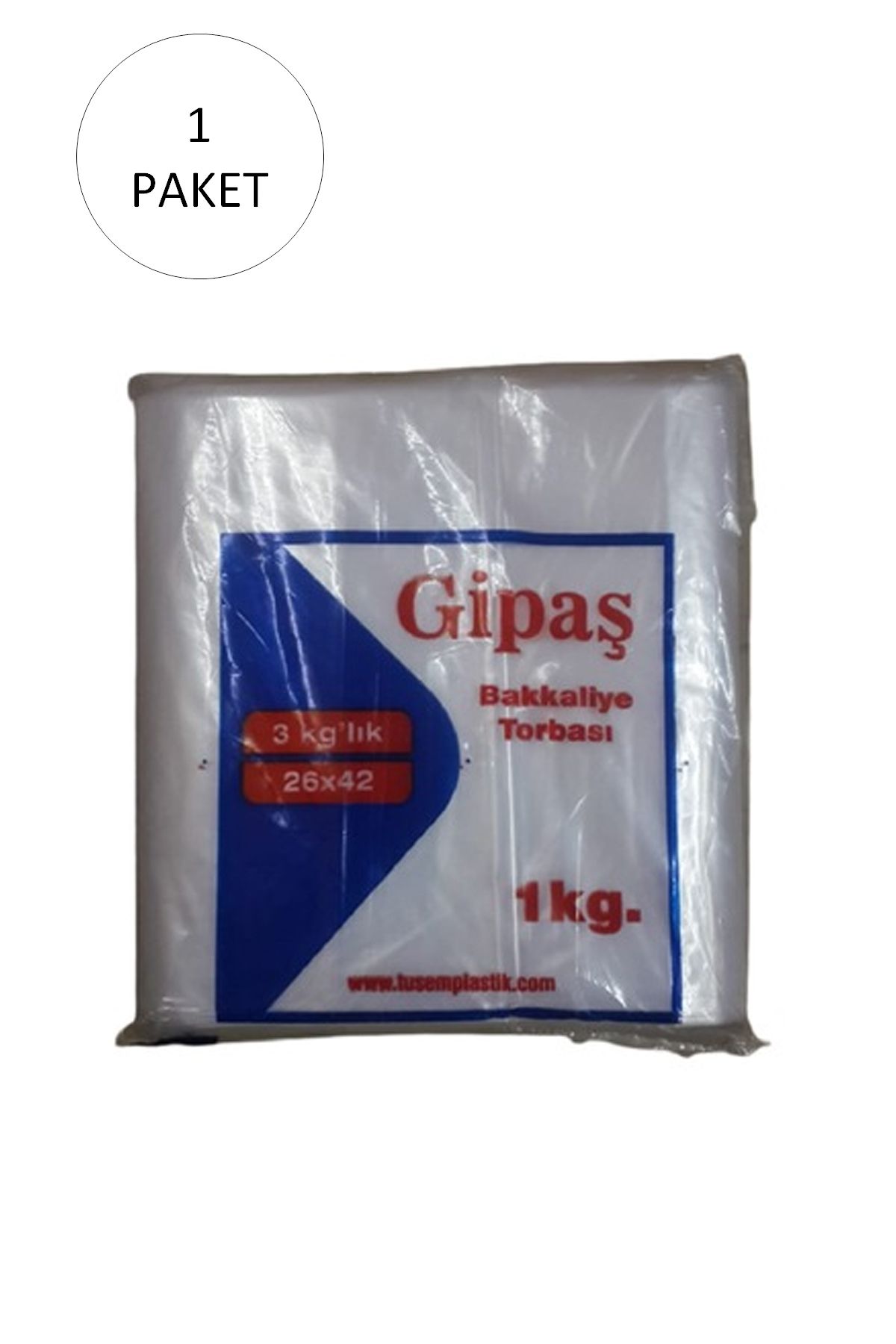 GİPAŞ Bakkaliye Naylon Torba 3'kg lık 26x42 cm 1 Paket (Takriben 165 Adet)