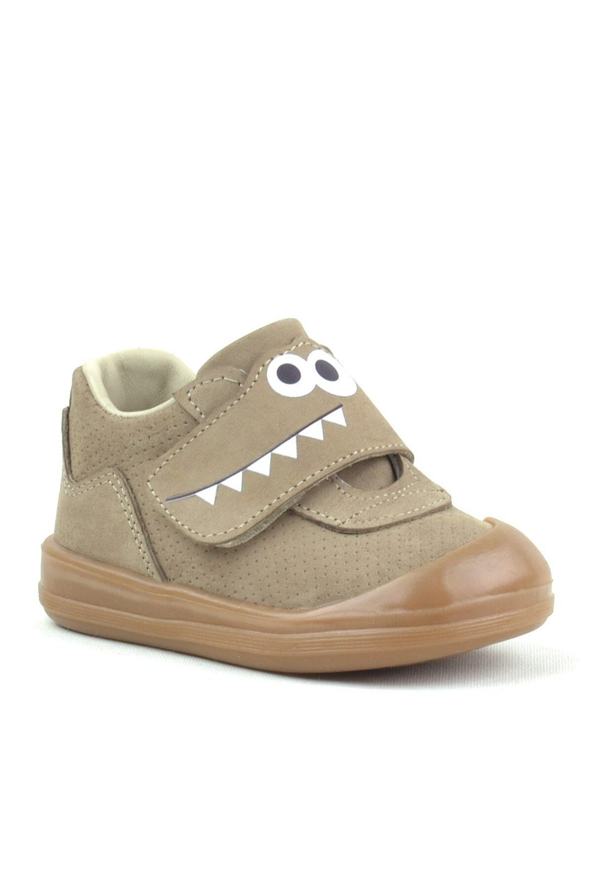 Rakerplus-Dino Genuine Leather Sand Color High Top Baby Shoes 1