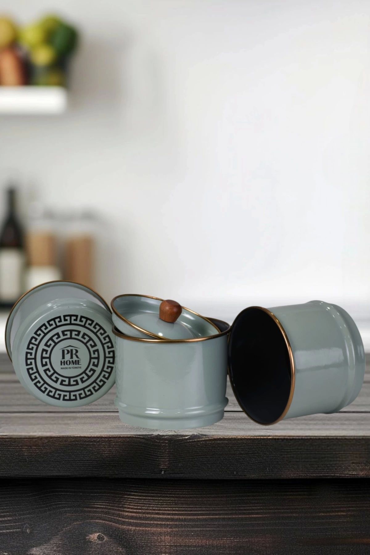 PR HOME-Soft Green Enamel Layered Spice Rack Set 2