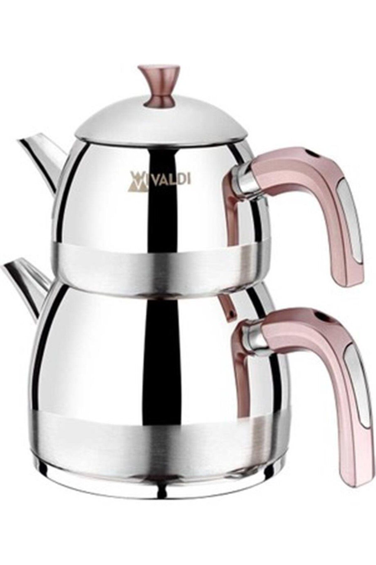 Vivaldi-Vıvaldı Premium Steel Mini Teapot 4 Pieces with Rose Cup G028 1