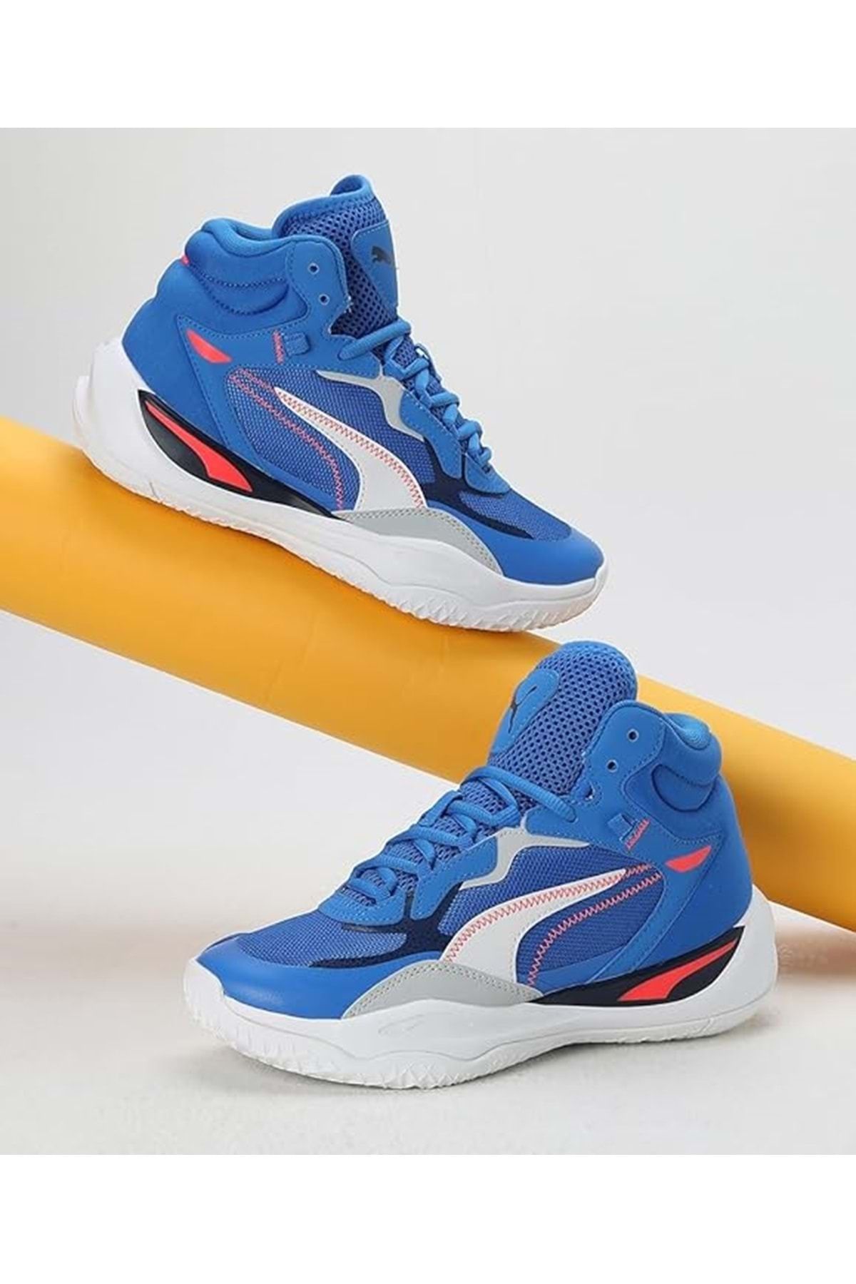 کفش تناسب اندام آبی مردانه و زنانه Playmaker Pro Mid Jr 378330 08 بسکتبال Puma