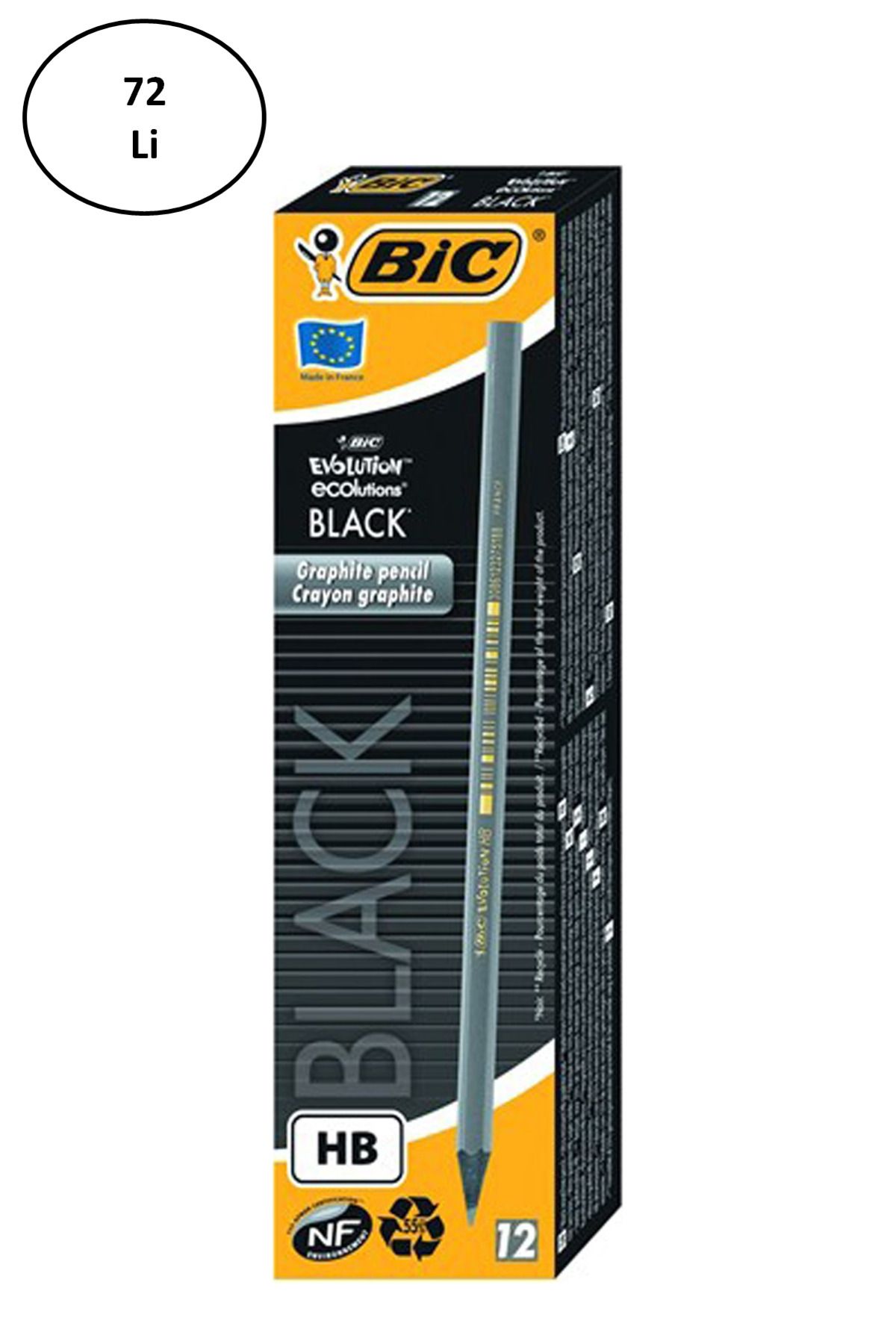 Kareem Bic Evolution Black HB Kurşun Kalem 72'li