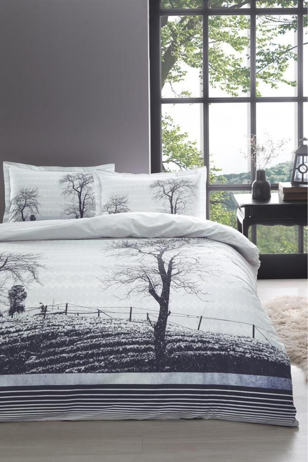 FAYMEM GLOBAL Özdilek Çift Kişilik Ranforce Nevresim Takımı Wood Mor