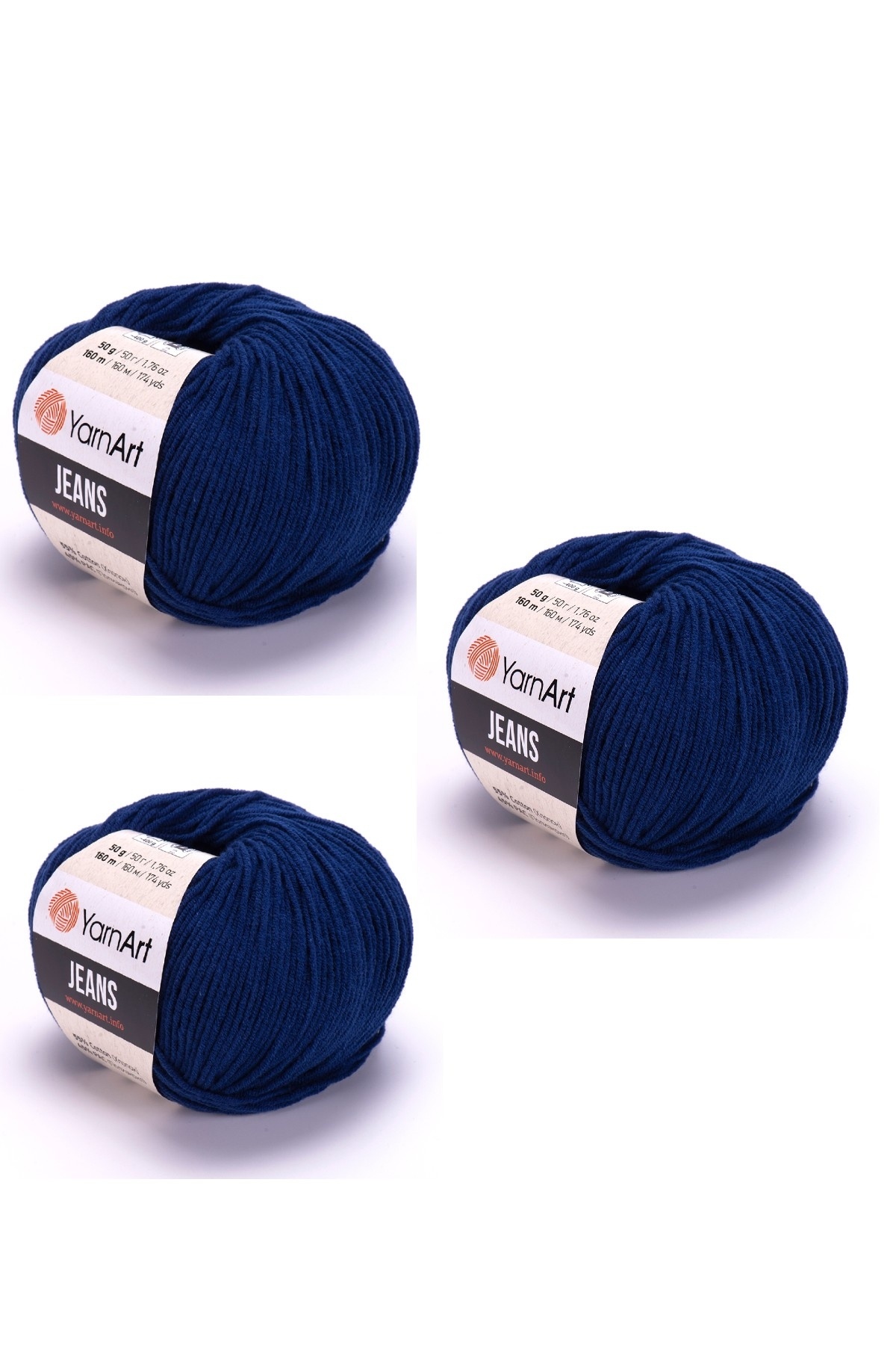 Yarn Art Jeans 54 Navy Amigurumi Knitting Rope Cardigan Knitting Rope Baby Rope Punch Rope 3-Pack