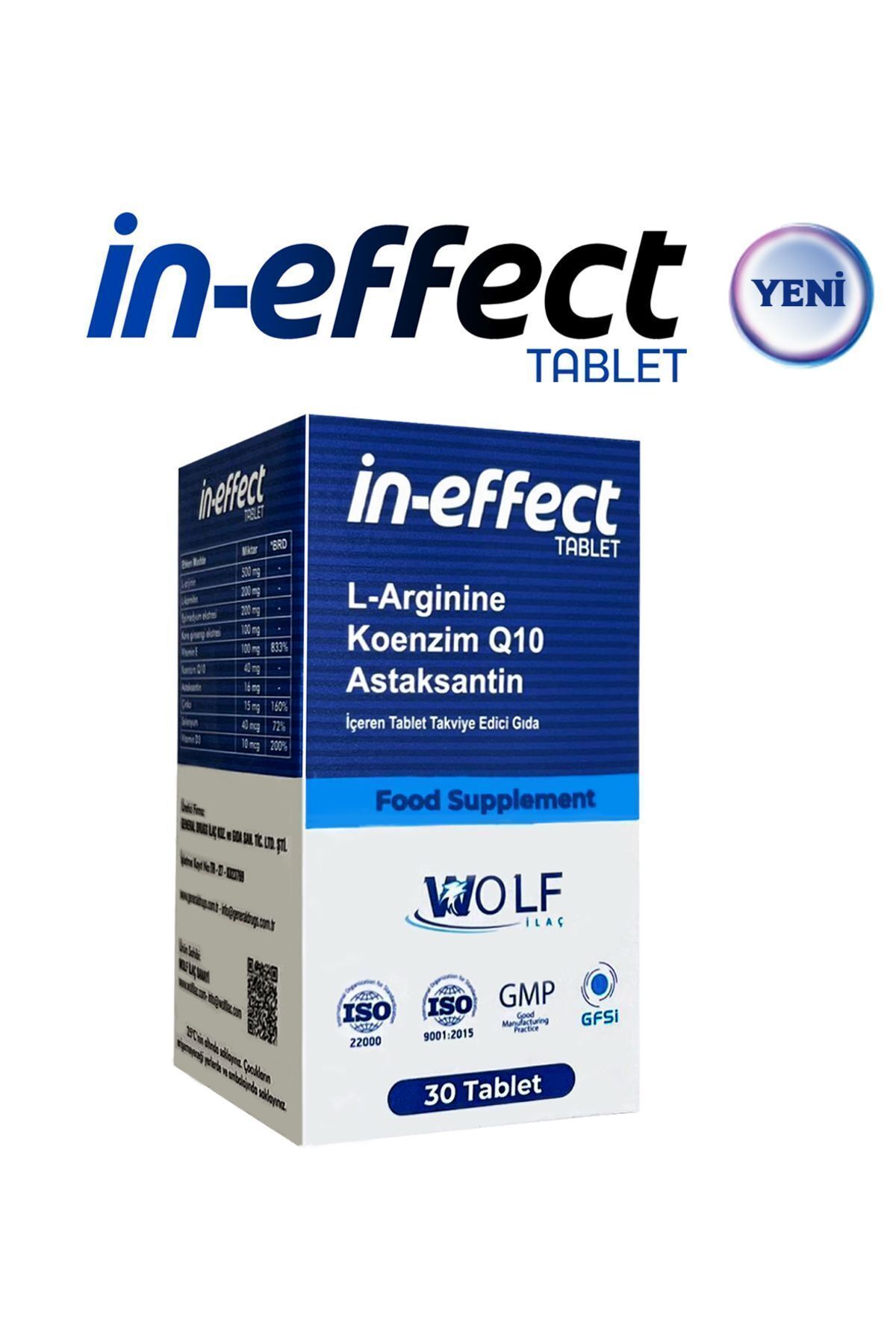 WOLF İLAÇ In Effect Gıda Takviyesi Infertilite Arginine Koenzimq10 Astaksantin Çinko Selenyum... Wlf34