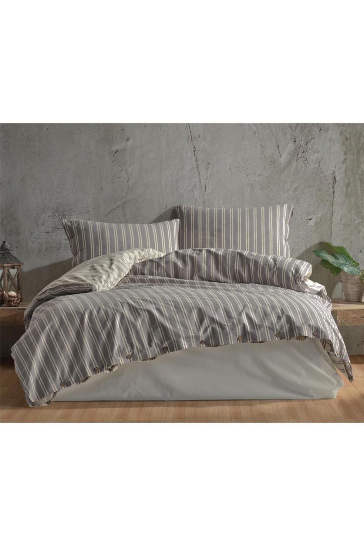 OEM Butik Native Serisi Çift Kişilik Nevresim Takımı Madras v1 Gri