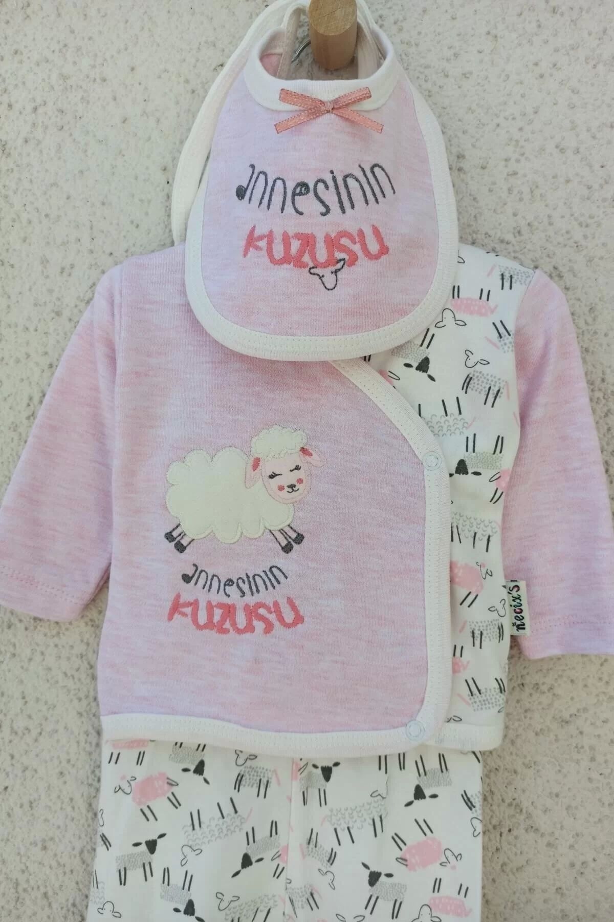 Babydonat ست 5 تکه بادی دخترانه با کلاه بره مادر و دستکش 0 3 ماهه