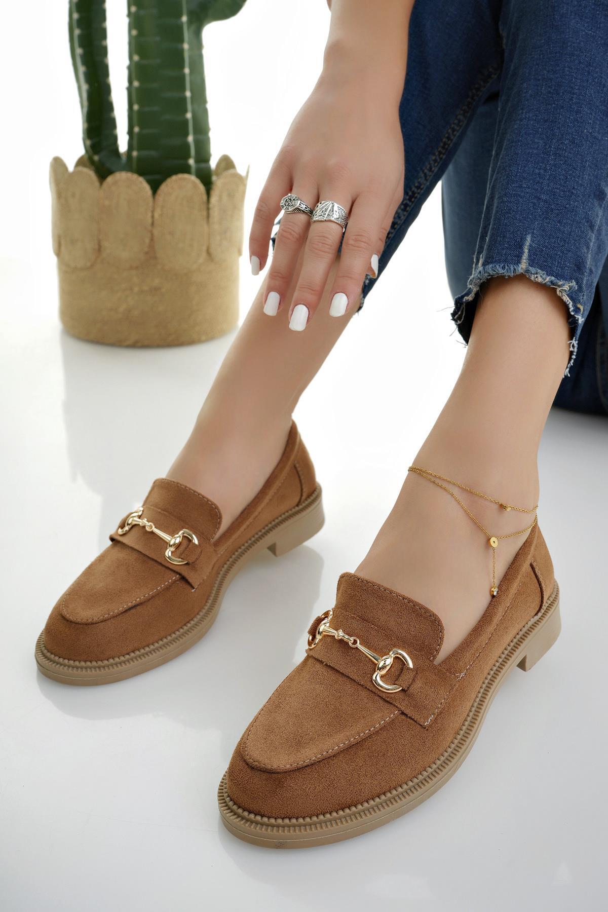 MUGGO Sussie Garantili Metal Tokalı Kadın Loafer Günlük Ayakkabı görsel 5