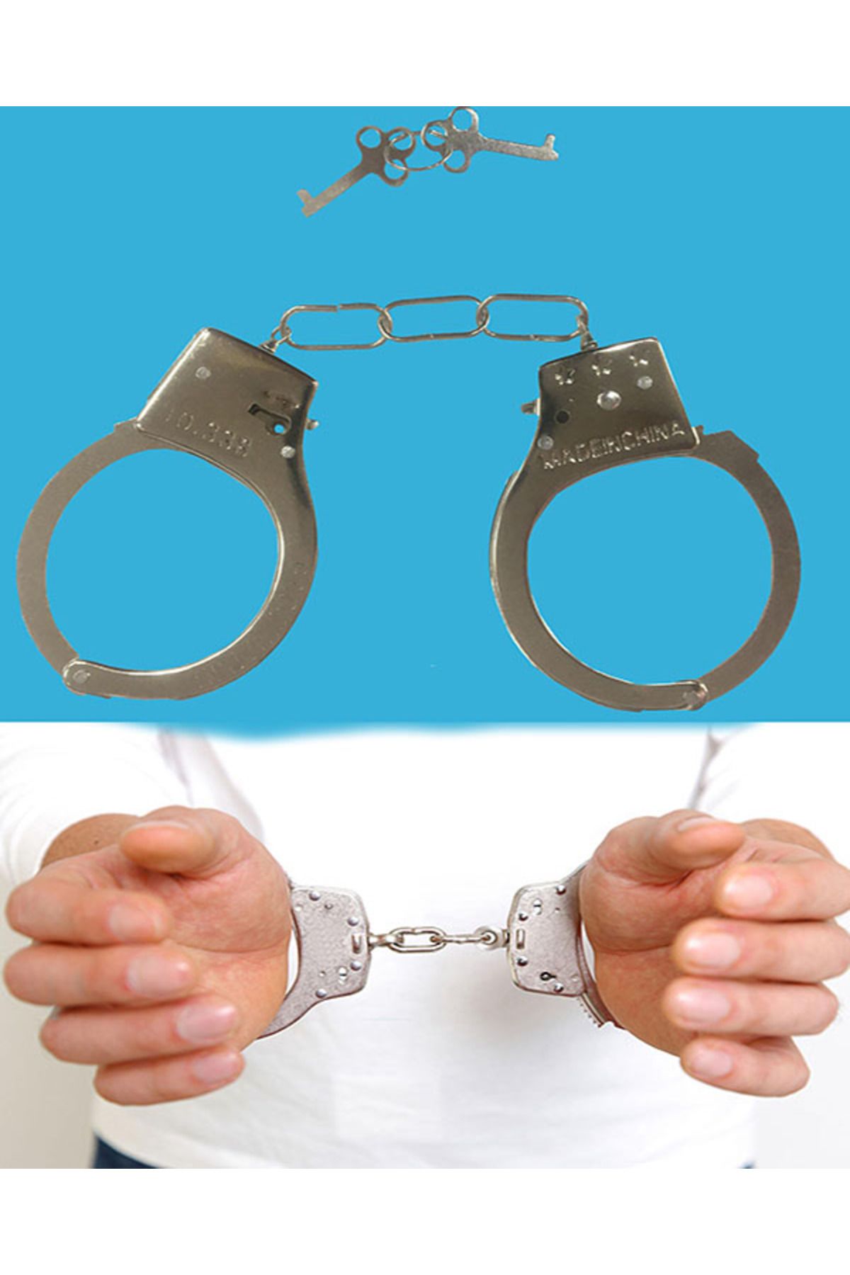 genelartp75 Anahtarlı Oyuncak Metal Kelepçe Polis Kelepçesi
