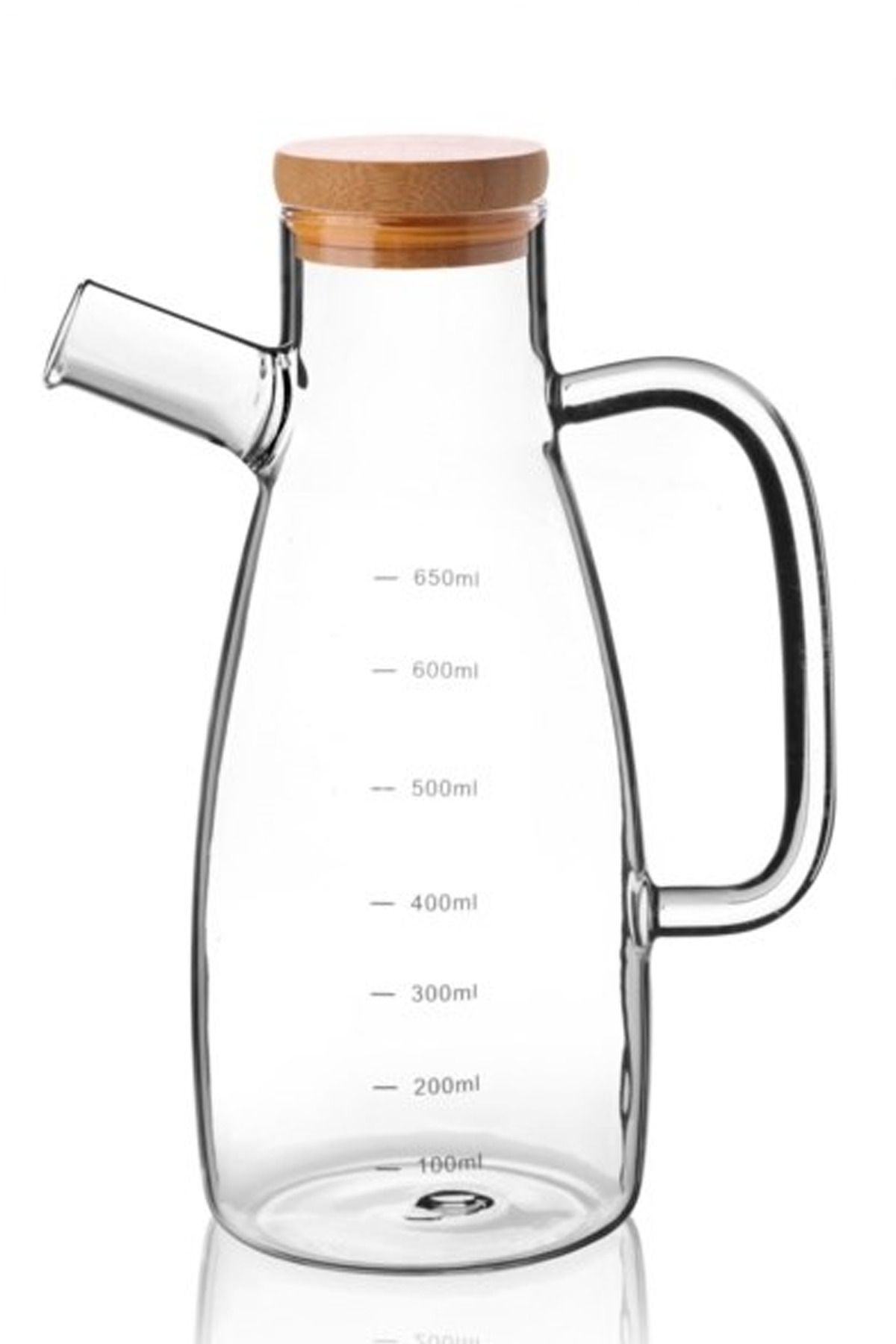 Royaleks Group 650 Ml Bambu Kapaklı Cam Yağdanlık Royaleks-70086
