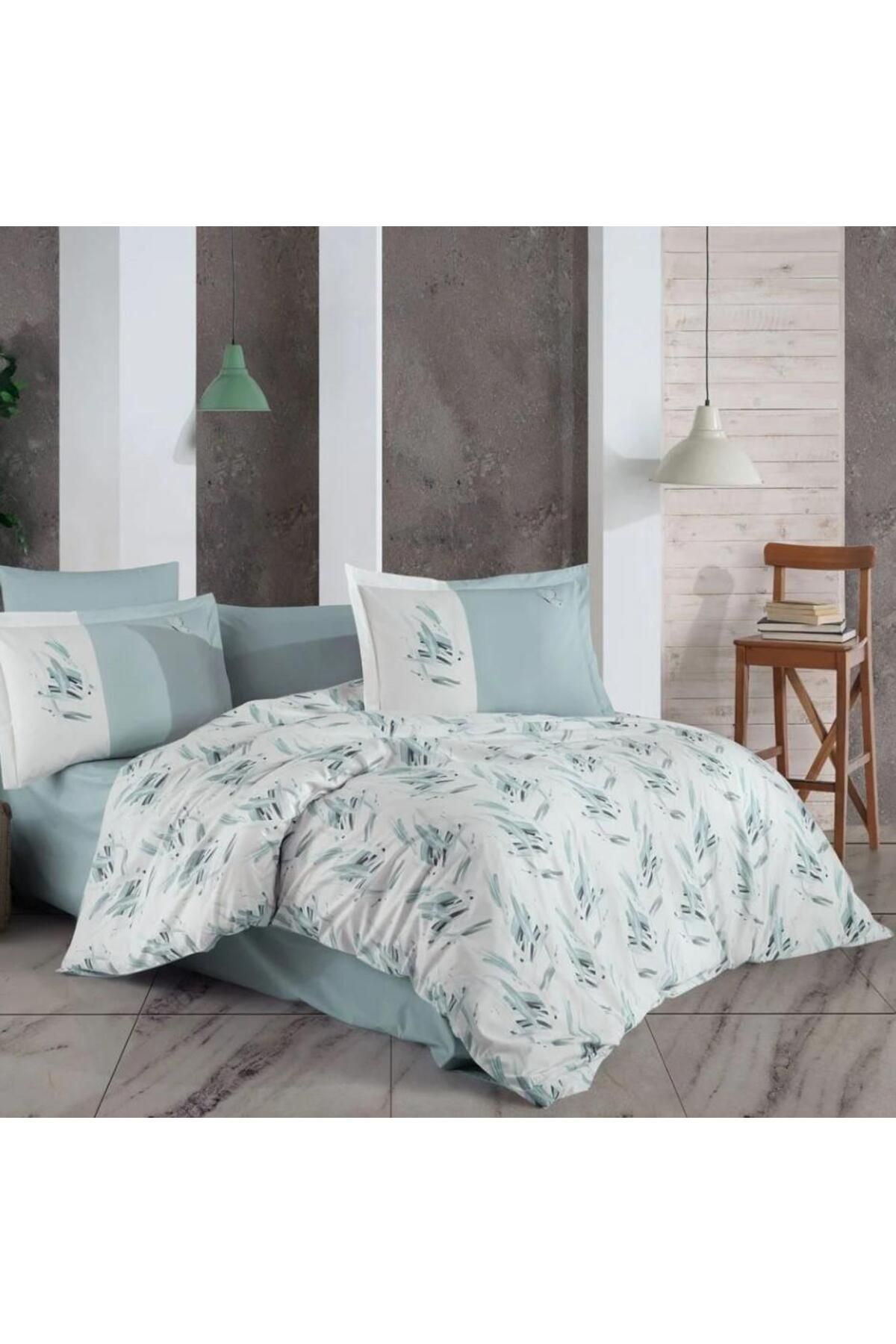 OEM Çift Kişilik Poplin Nevresim Estate Buz Mavisi