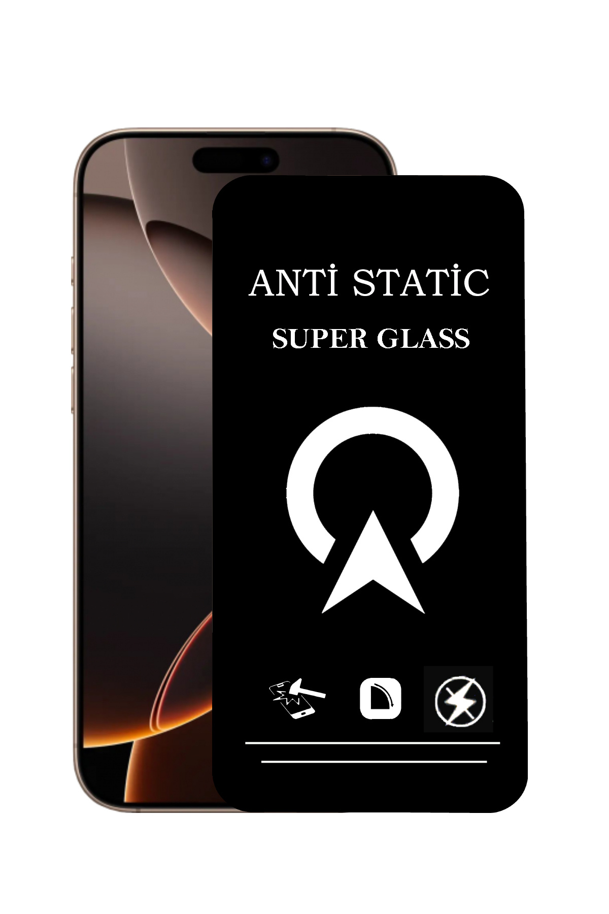 Apple iPhone 16 Pro Max ile Uyumlu Tam Kaplayan Anti Statik Çizilmez Safir Ekran Koruyucu Cam