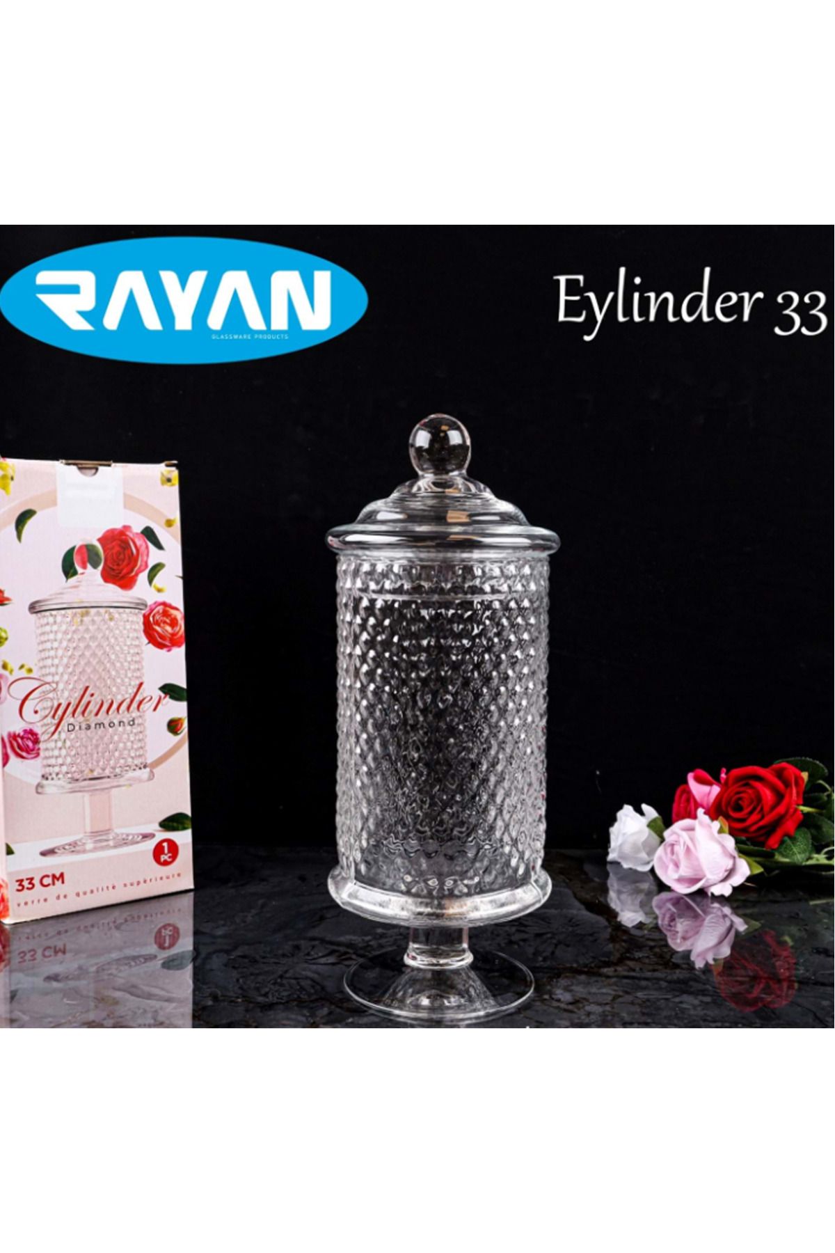 BirdoluSepet Diamond 33 Cm Ayaklı Noktalı Fanus Şekerlik Royaleks-82638