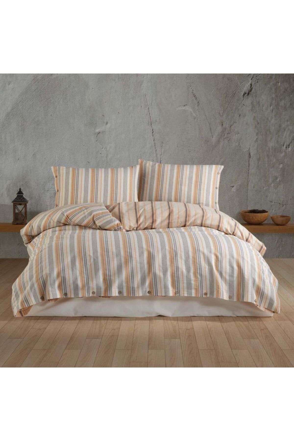 FAYMEM GLOBAL Butik Native Serisi Çift Kişilik Nevresim Takımı Velena v1 Somon