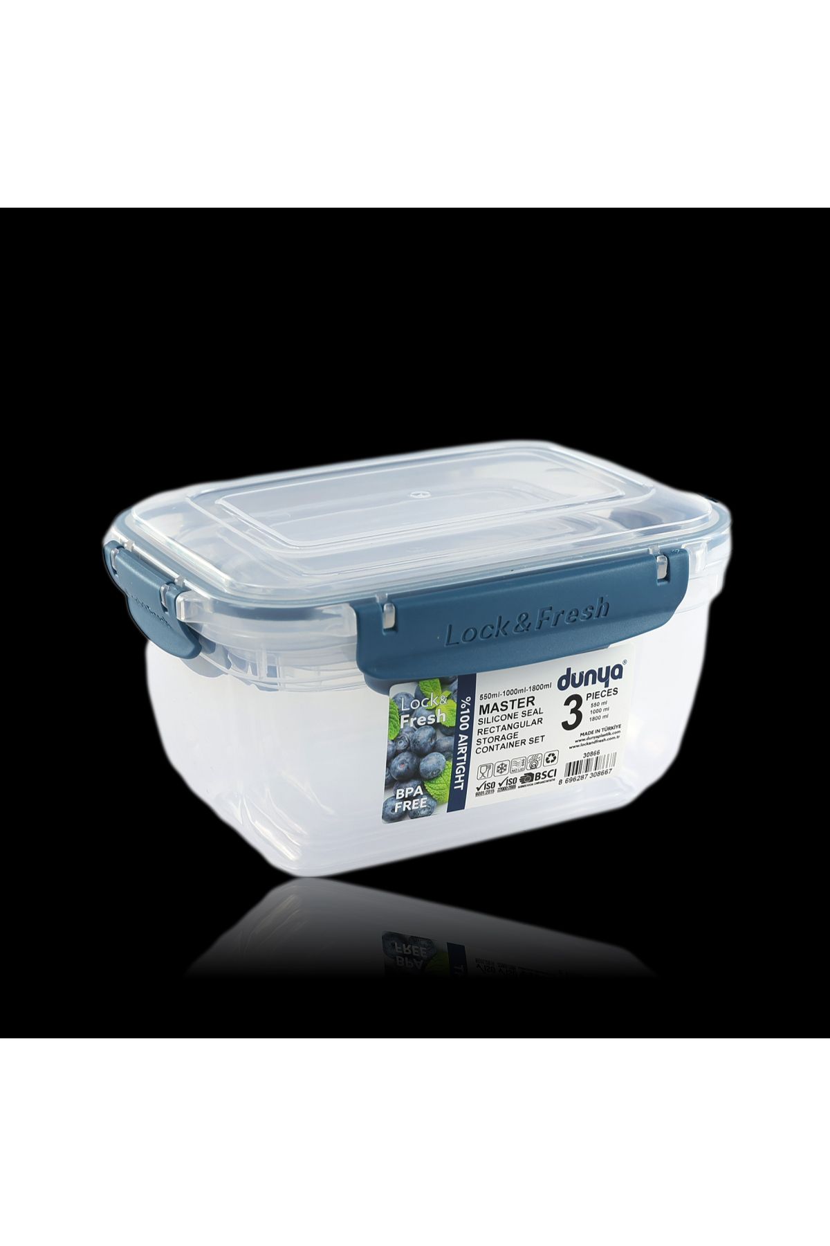 karadağsb 3 Lü Saklama Kabı Seti 550 - 1000 - 1800 Ml Model 30866