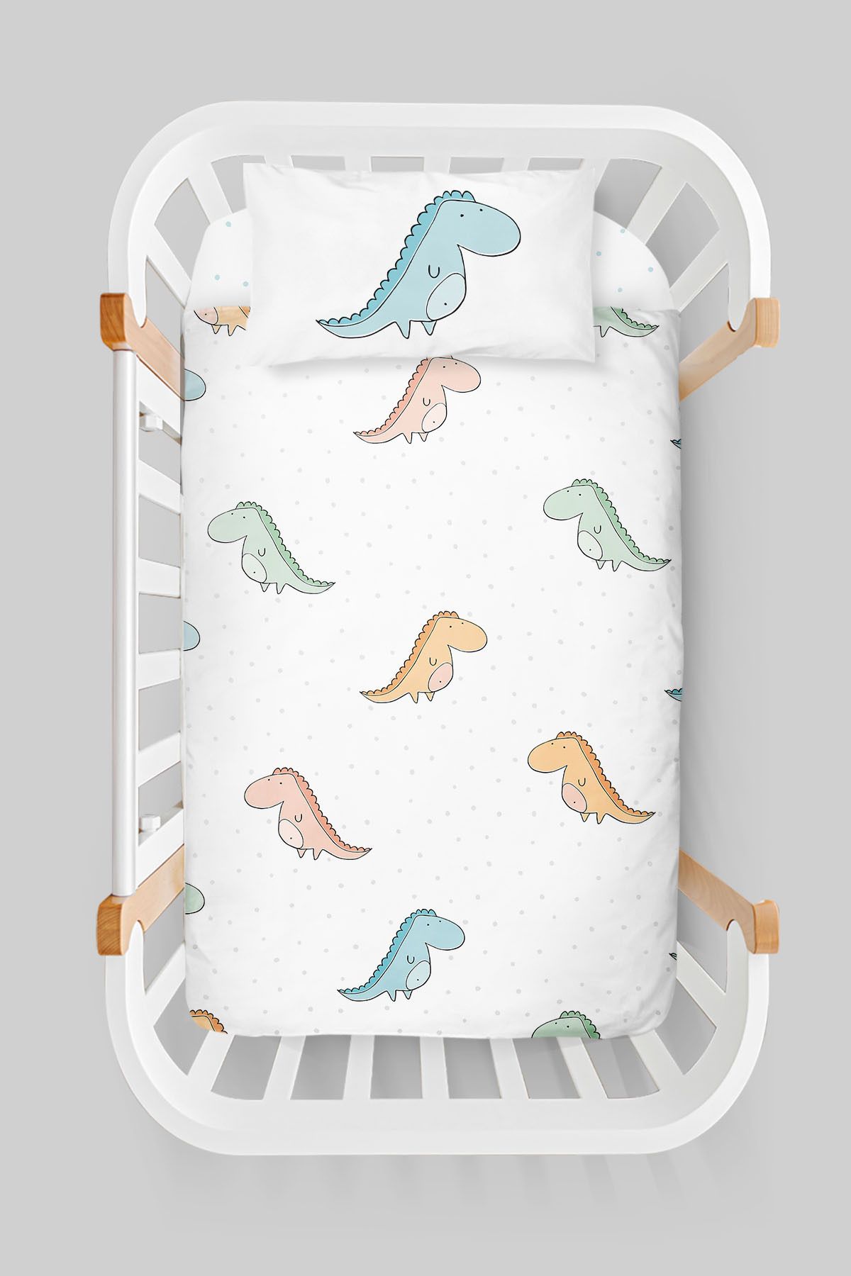 Tuğba Kuğu-Mother's Side Crib Bedding Set (60X100) - Pure Baby Series - Colorful Dinosaurs 3