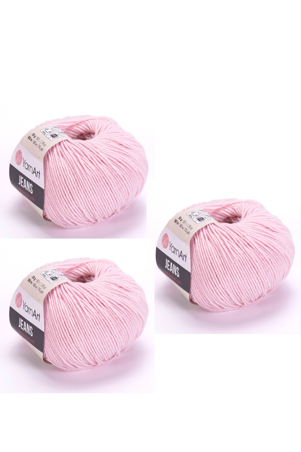 Yarn Art Jeans 18 Light Pink Amigurumi Knitting Rope Cardigan Knitting Rope Baby Rope Punch Rope 3-Pack
