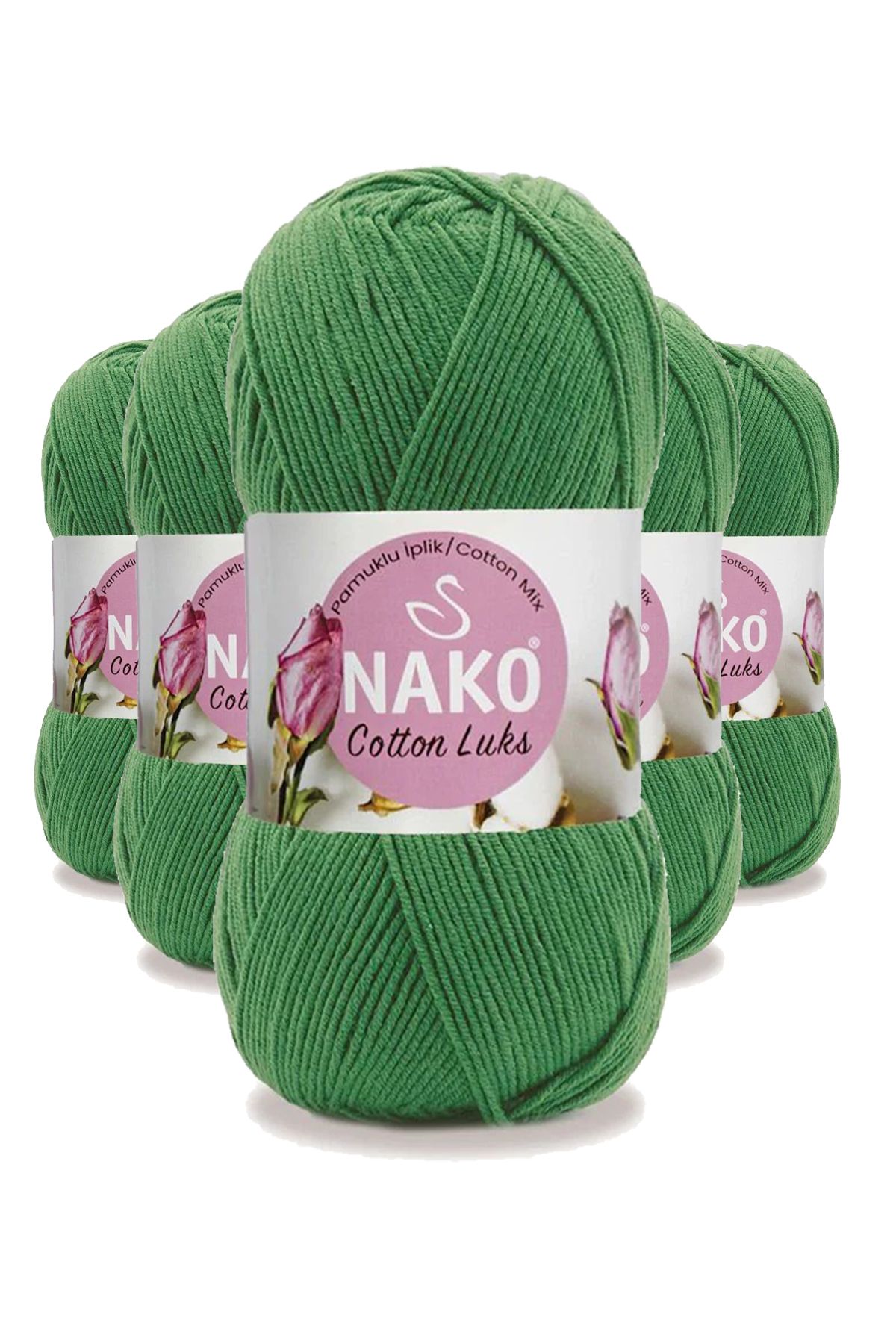 NAKO 5 Adet Cotton Lüks Yelek Tunik Kazak Bluz Hırka İpi Yünü Yeşil 97576