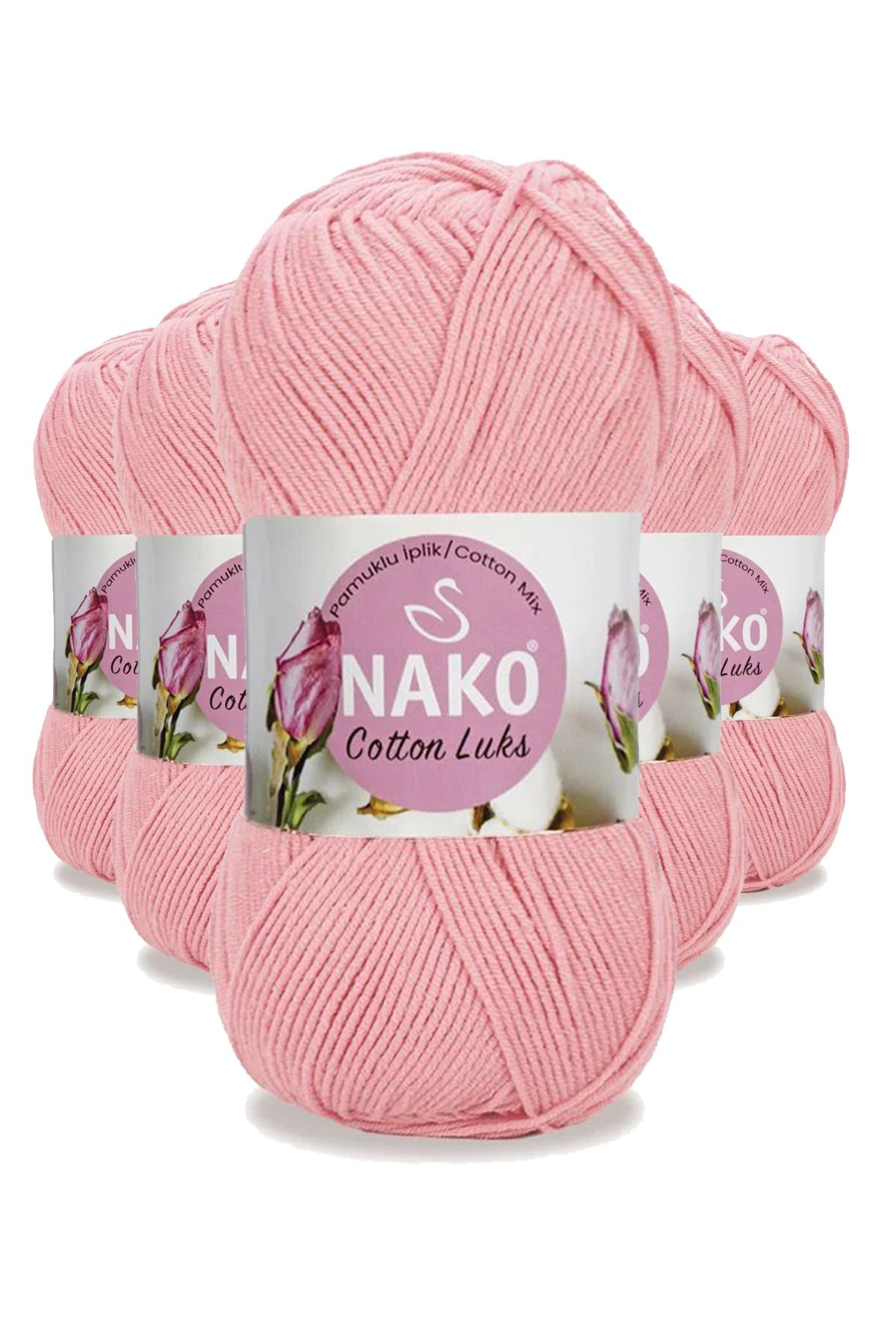 NAKO 5 Adet Cotton Lüks Yelek Tunik Kazak Bluz Hırka İpi Yünü Açık Pembe 97548