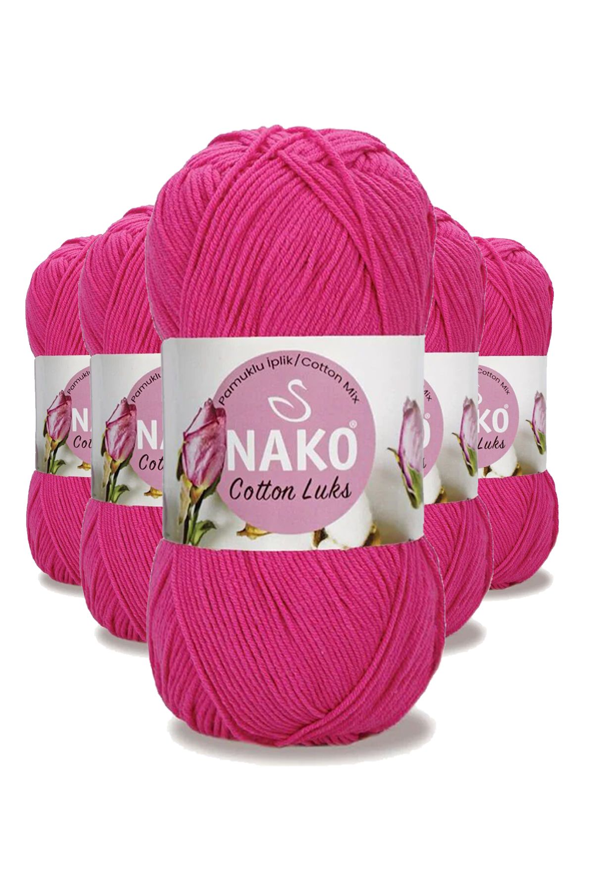 NAKO 5 Adet Cotton Lüks Yelek Tunik Kazak Bluz Hırka İpi Yünü Fuşya 97572
