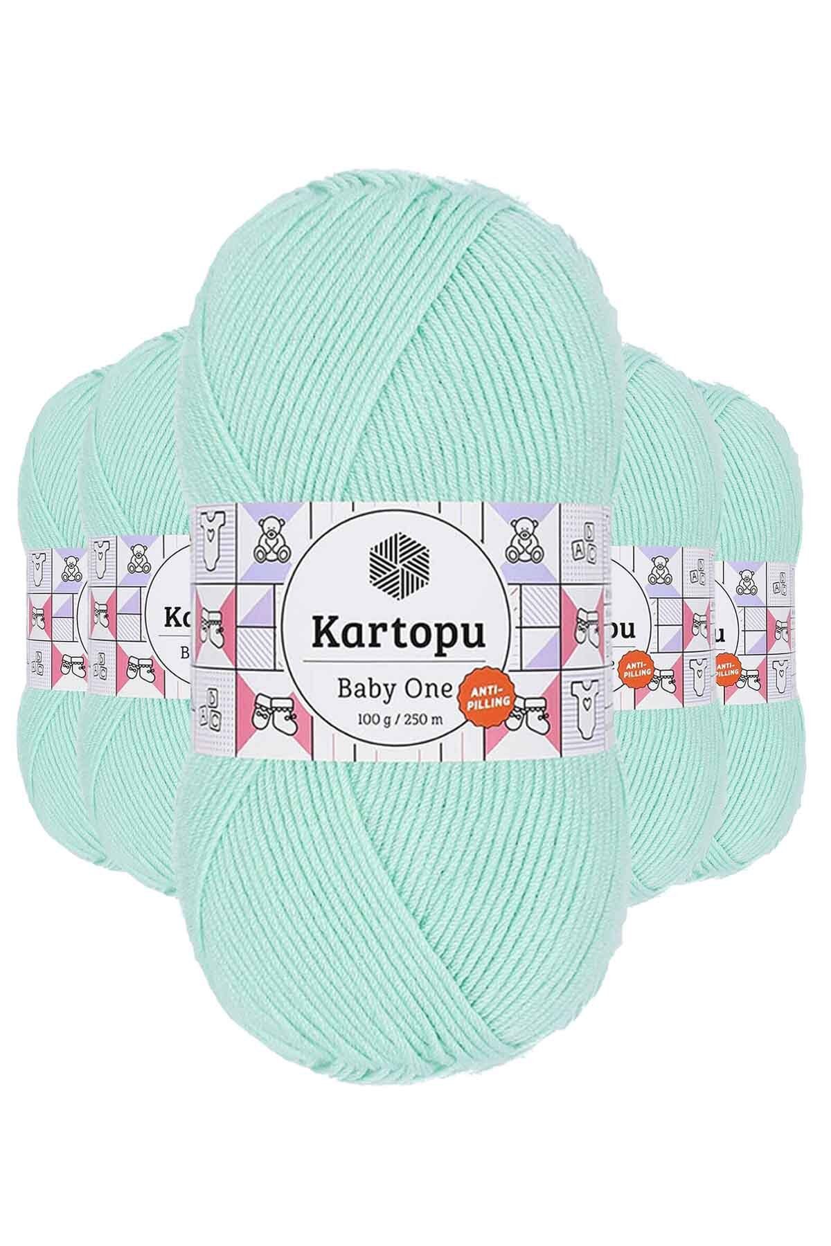 Kartopu 5 Adet Baby One Tüylenmeyen El Örgü İpi Yünü Açık Yeşil K507