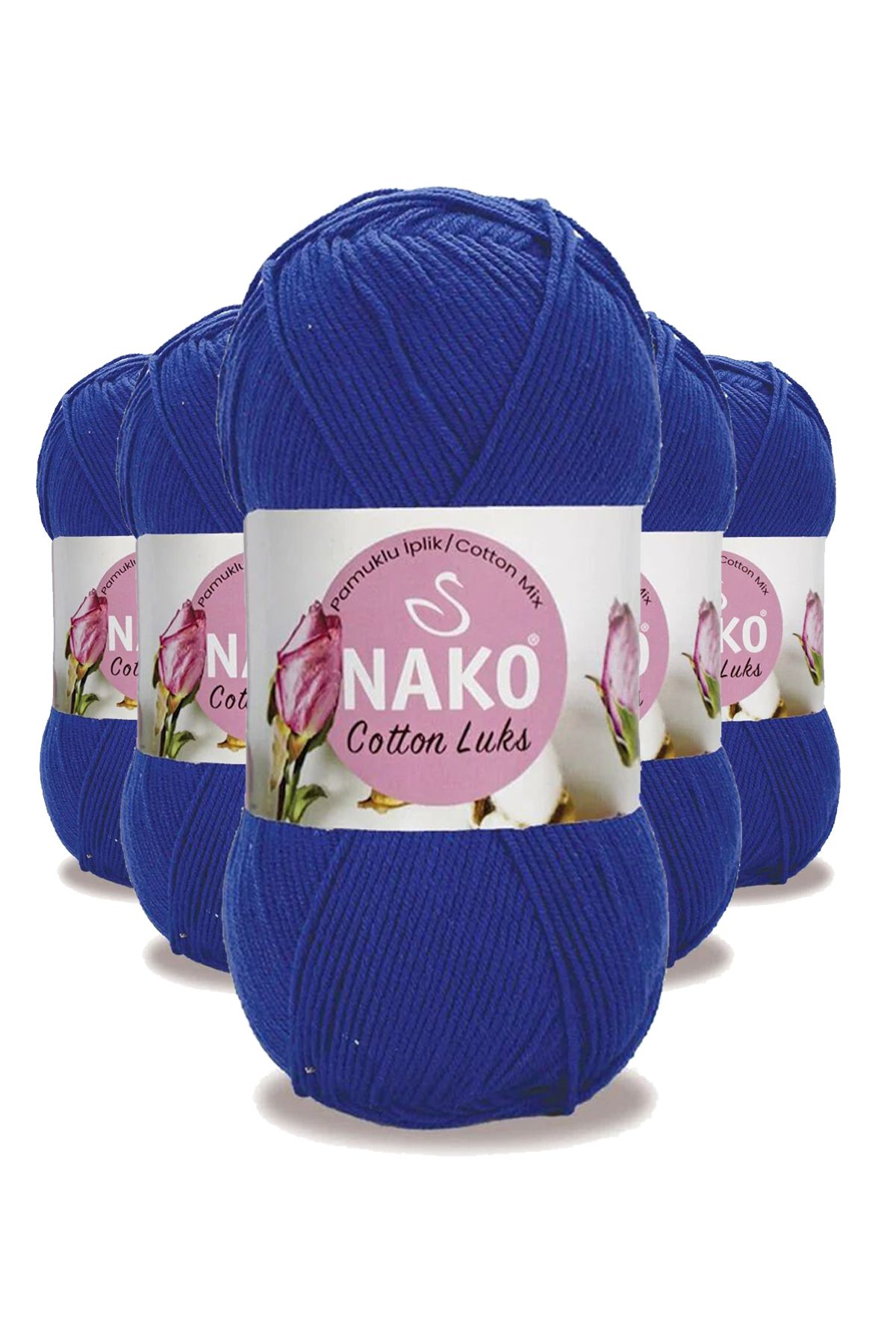 NAKO 5 Adet Cotton Lüks Yelek Tunik Kazak Bluz Hırka İpi Yünü Saks Mavi 97561