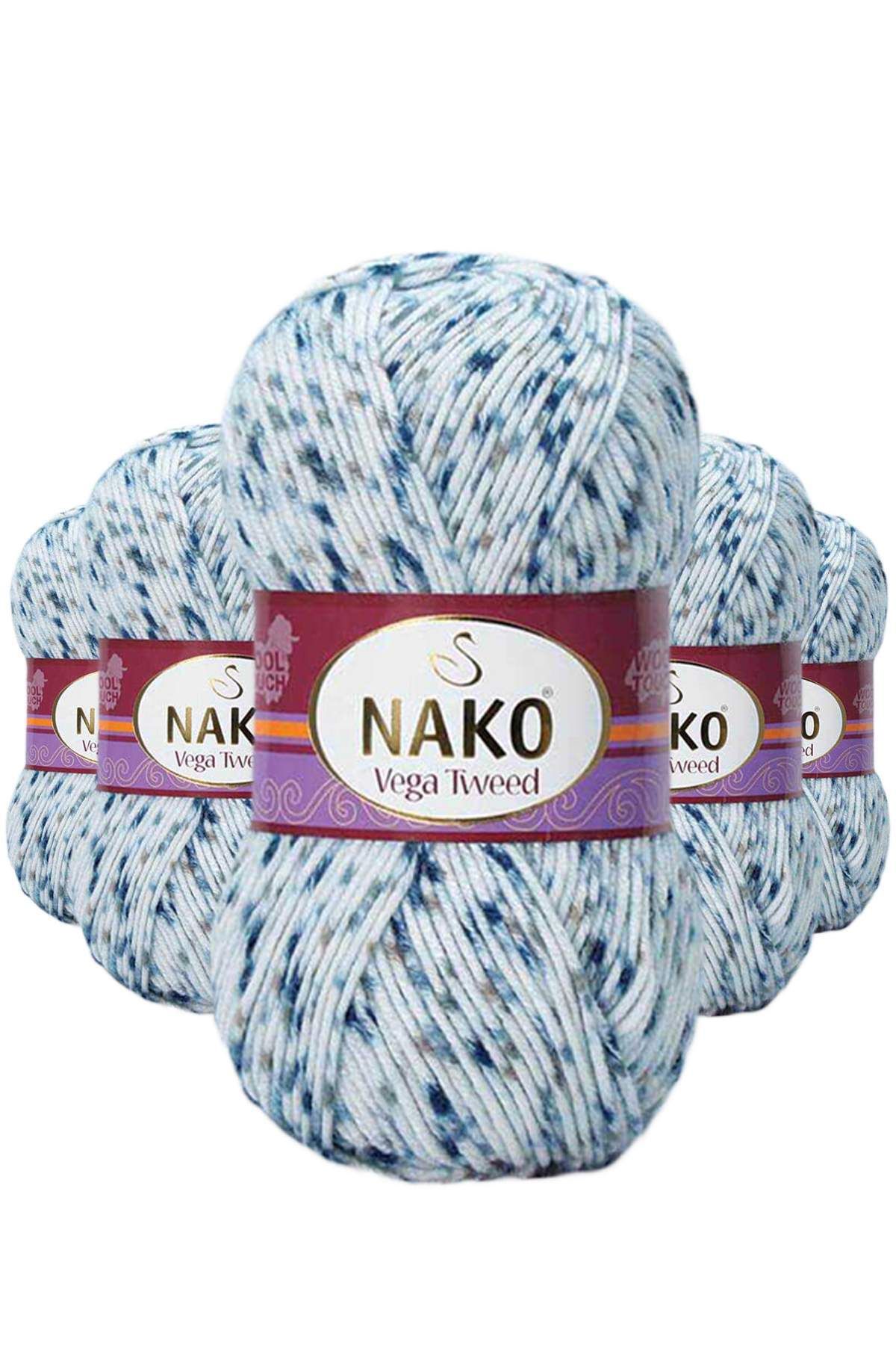 NAKO 5 Adet Vega Tweed Premium Akrilik El Örgü İpi Yünü No: 31924