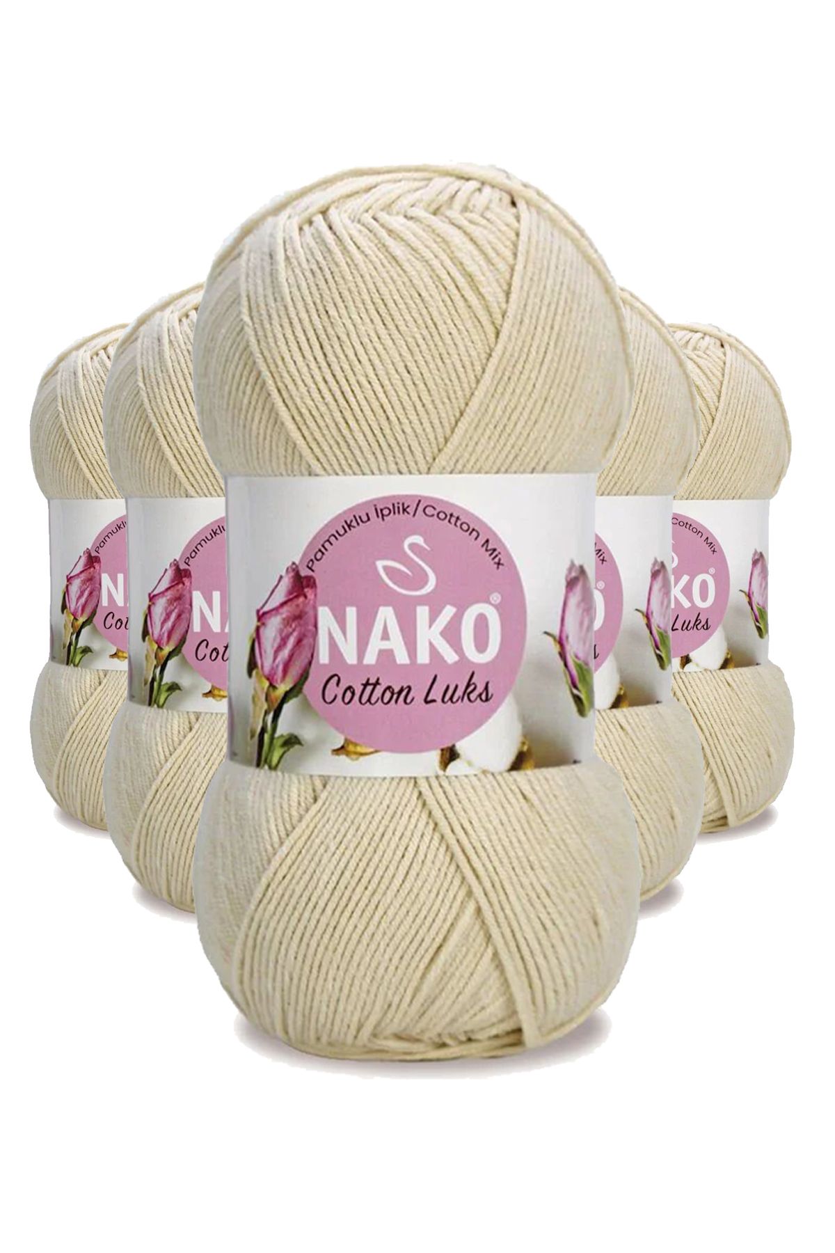 NAKO 5 Adet Cotton Lüks Yelek Tunik Kazak Bluz Hırka İpi Yünü Açık Bej 97543