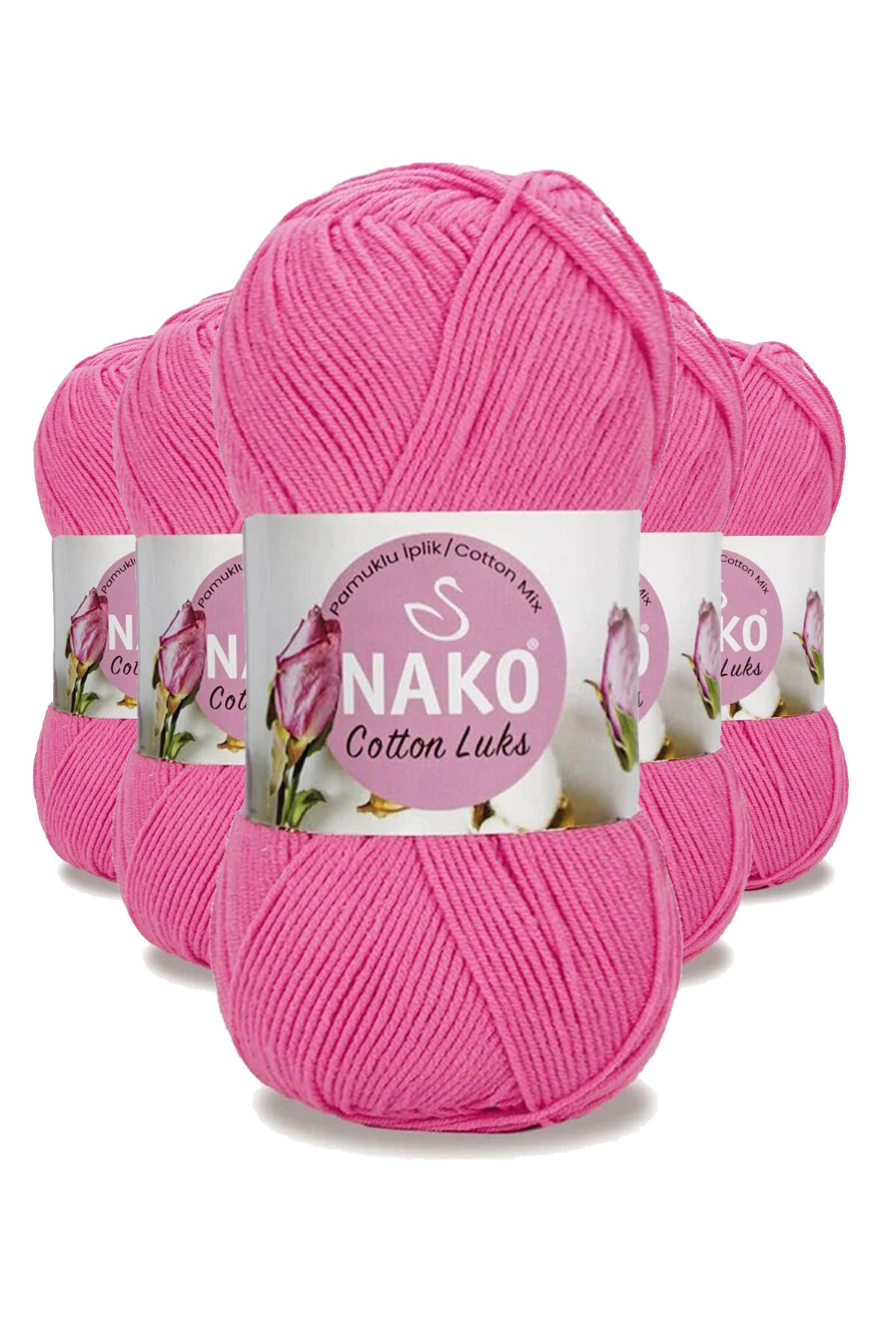 NAKO 5 Adet Cotton Lüks Yelek Tunik Kazak Bluz Hırka İpi Yünü Koyu Pembe 97550