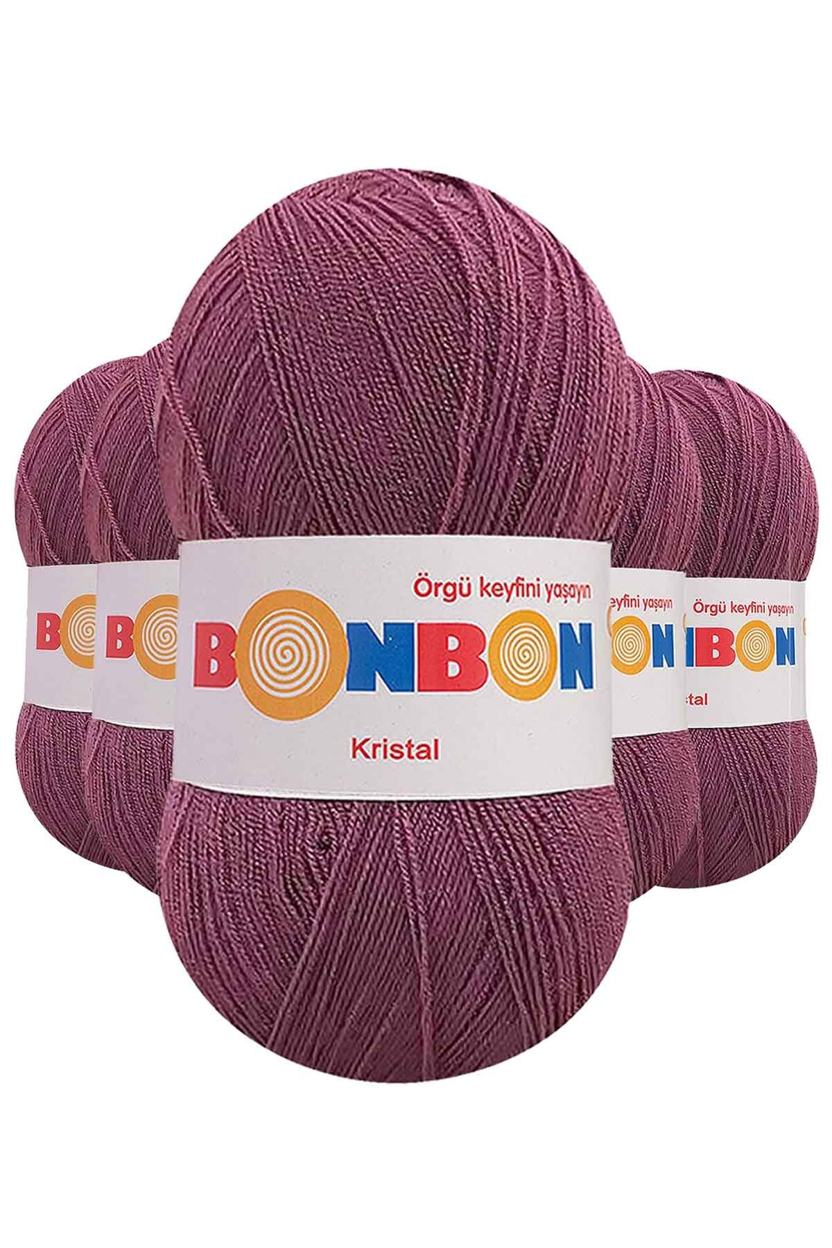 BONBON 5 Adet Kristal El Örgü Lif İpi Koyu Gül Kurusu 98303