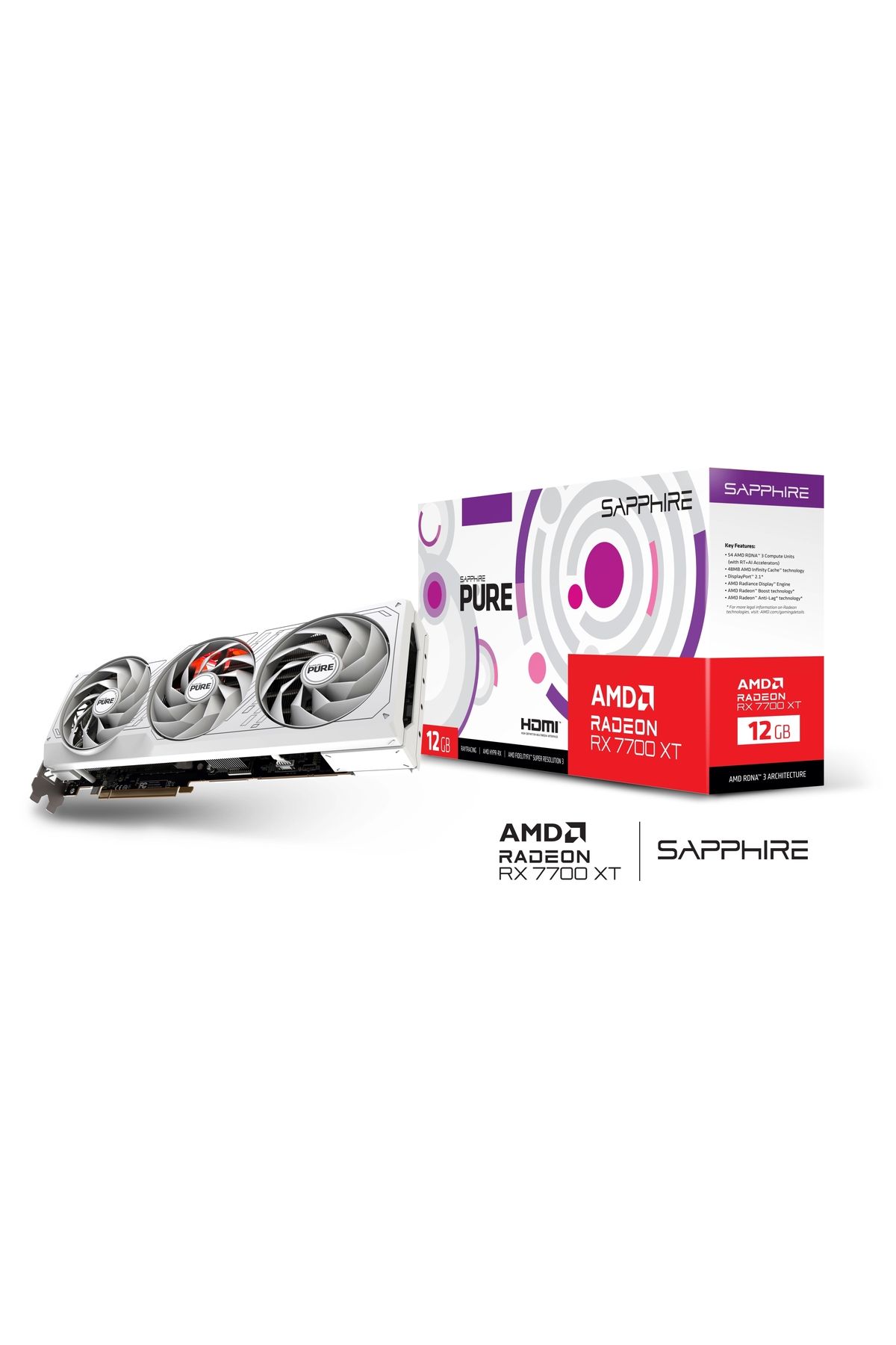 SAPPHIRE Pure Amd Radeon™ Rx 7700 Xt Gamıng Oc 12gb Gddr6 Dual Hdmı / Dual Dp - Whıte