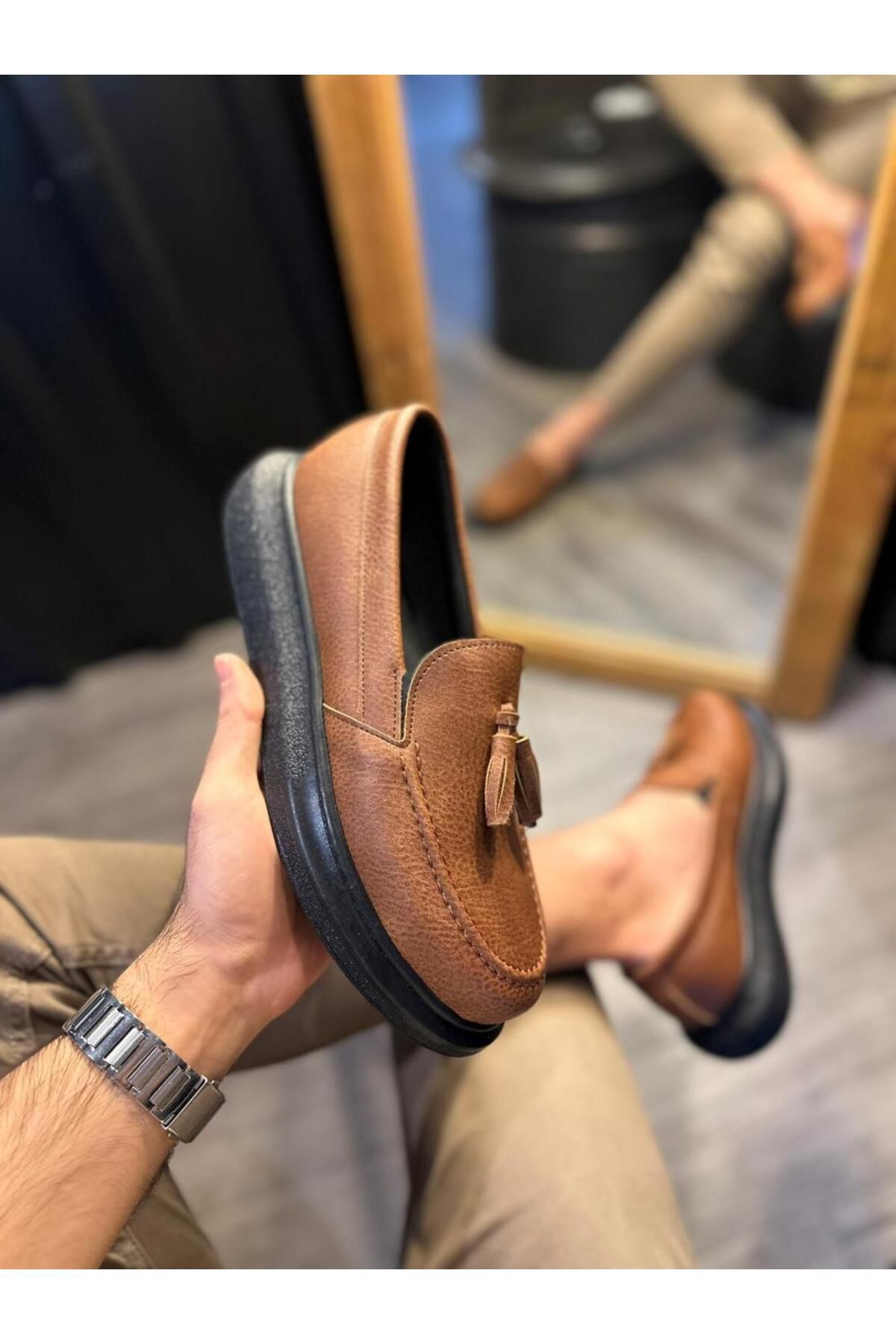 Angoravi Günlük Spor Klasik Ayakkabı Taba (Siyah Taban)
