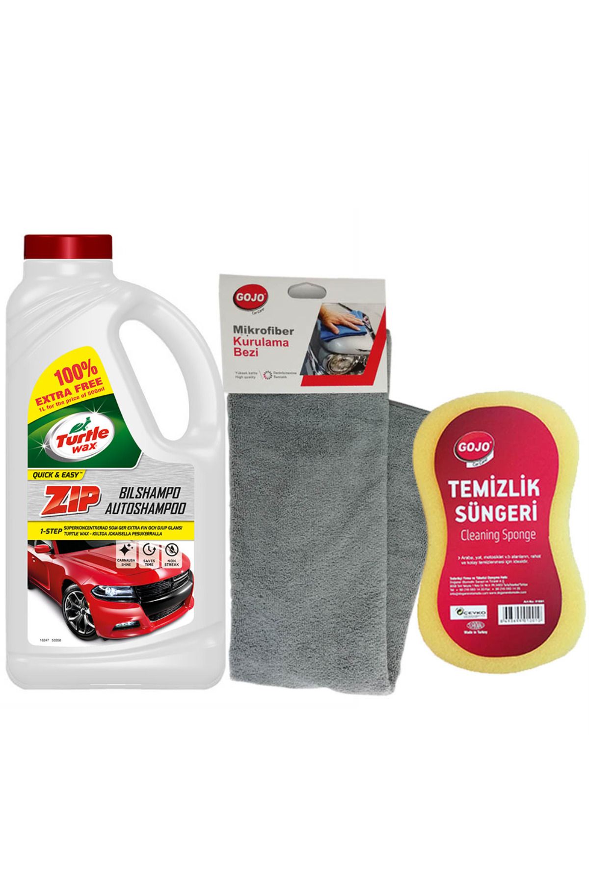 Turtle Wax Zip Wax Cilalı Oto Yıkama Şampuanı 60 Yıkama 1 L Yıkama Süngeri Kurulama Havlusu