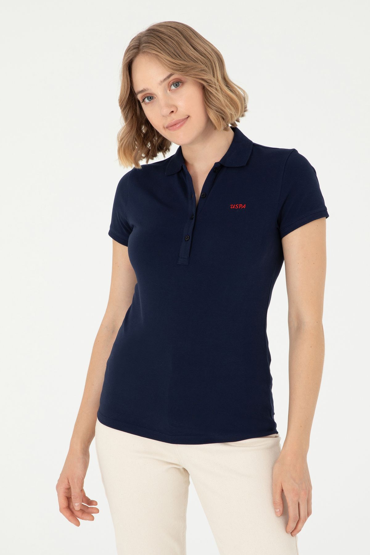 U.S. Polo Assn. Kadın Lacivert Basic Polo Yaka Tişört 50285846-VR033