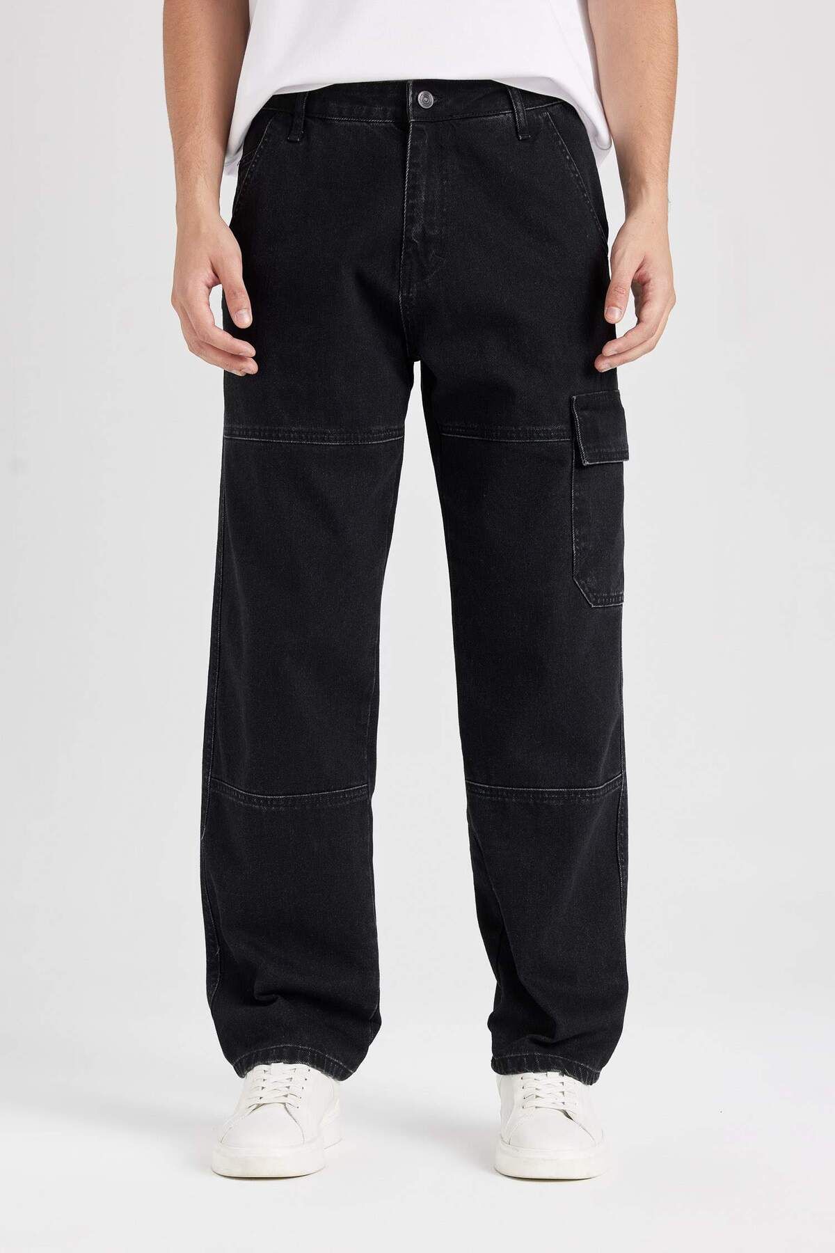 DeFacto-Dfc - Wide Leg Cargo Pocket Jean Trousers - Regular Waist, Wide Leg Fit 1