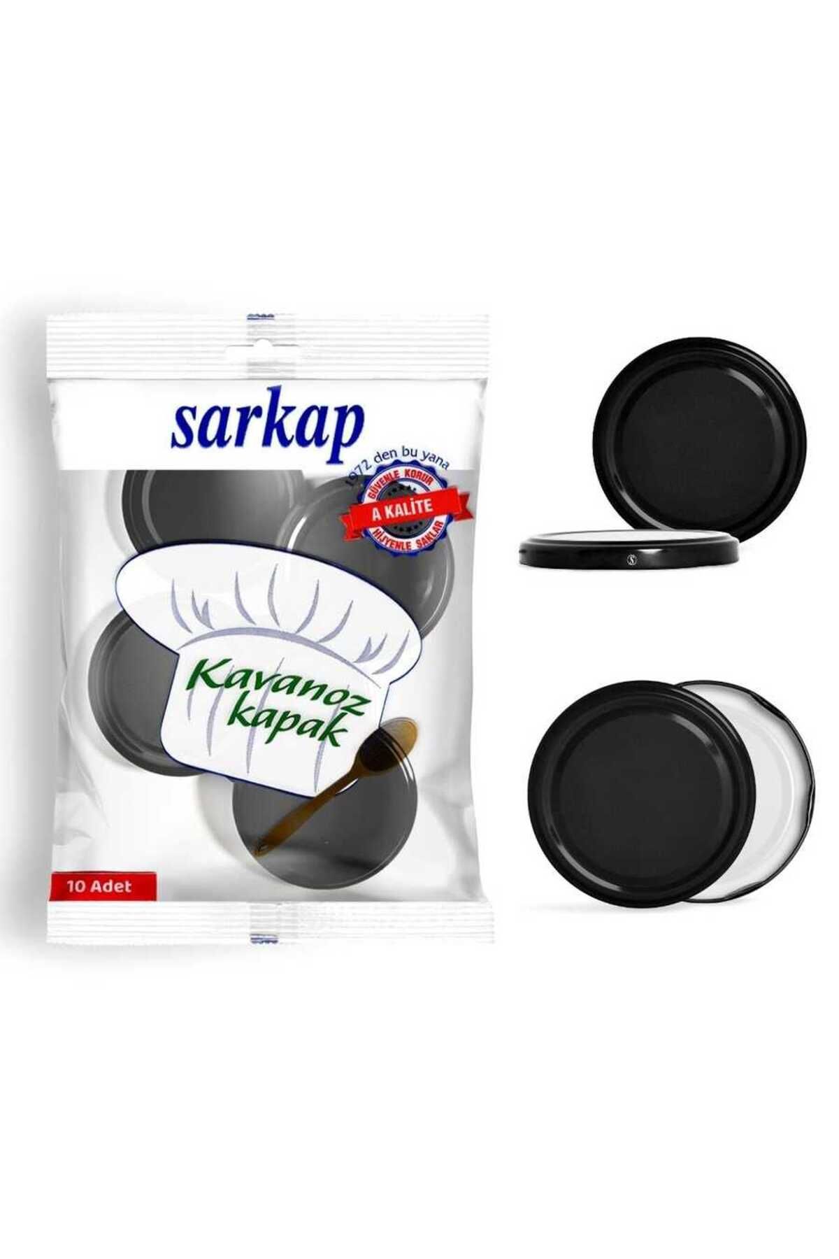 Sarkap Hijyenik Paketli 10 Adet Kavanoz Kapağı - Siyah - 82mm