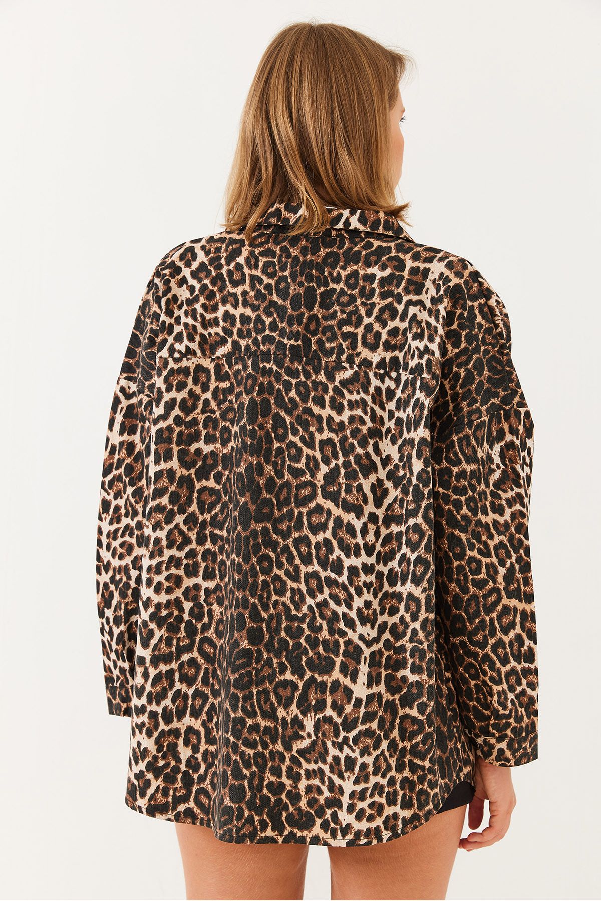 Bianco Lucci-Γυναικείο τζιν μπουφάν Gabardine Leopard 60251838 7