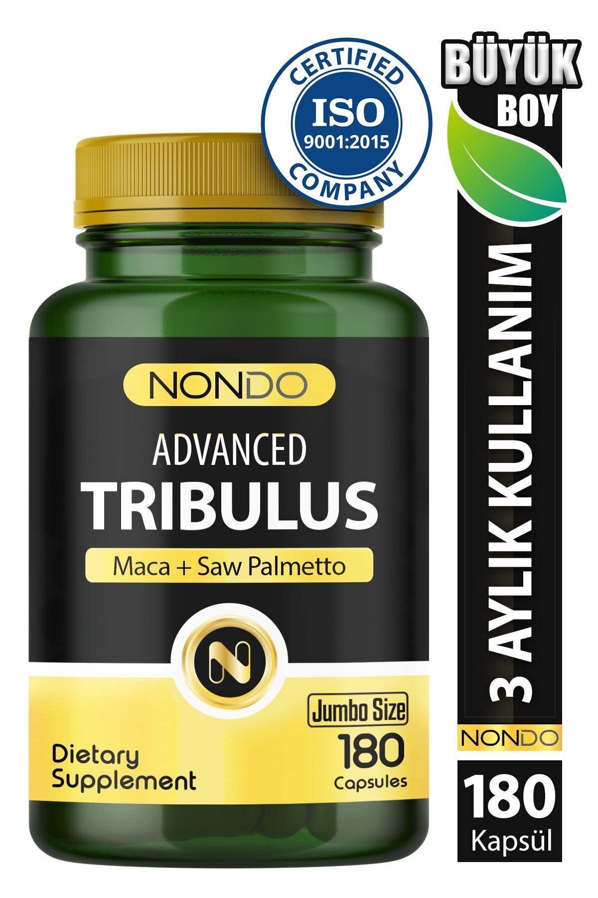 Nondo Trıbulus 180 Kapsül (jumbo Boy Tribulus Terrestris Saw Palmetto Kore Ginseng Demir Dikeni )