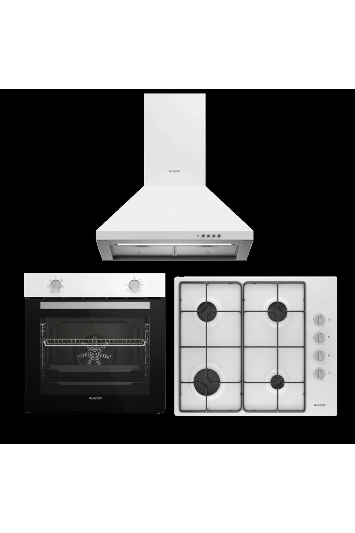 Klasik Beyaz (afm 130 B - Omd D 611 Eb - P 27 Yb) Metal Ankastre Set