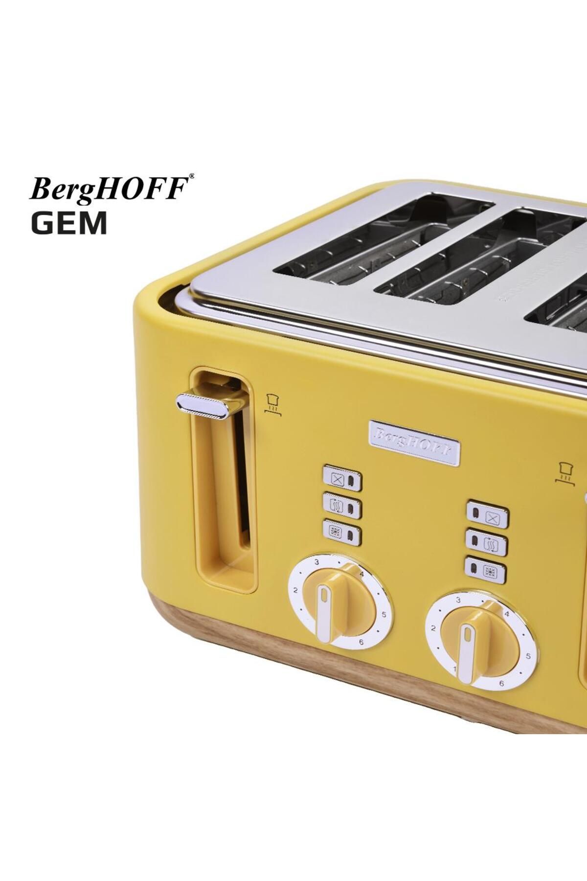 Berghoff-Gem Natural Yellow Four Slice Toaster & Water Heater Kettle 2