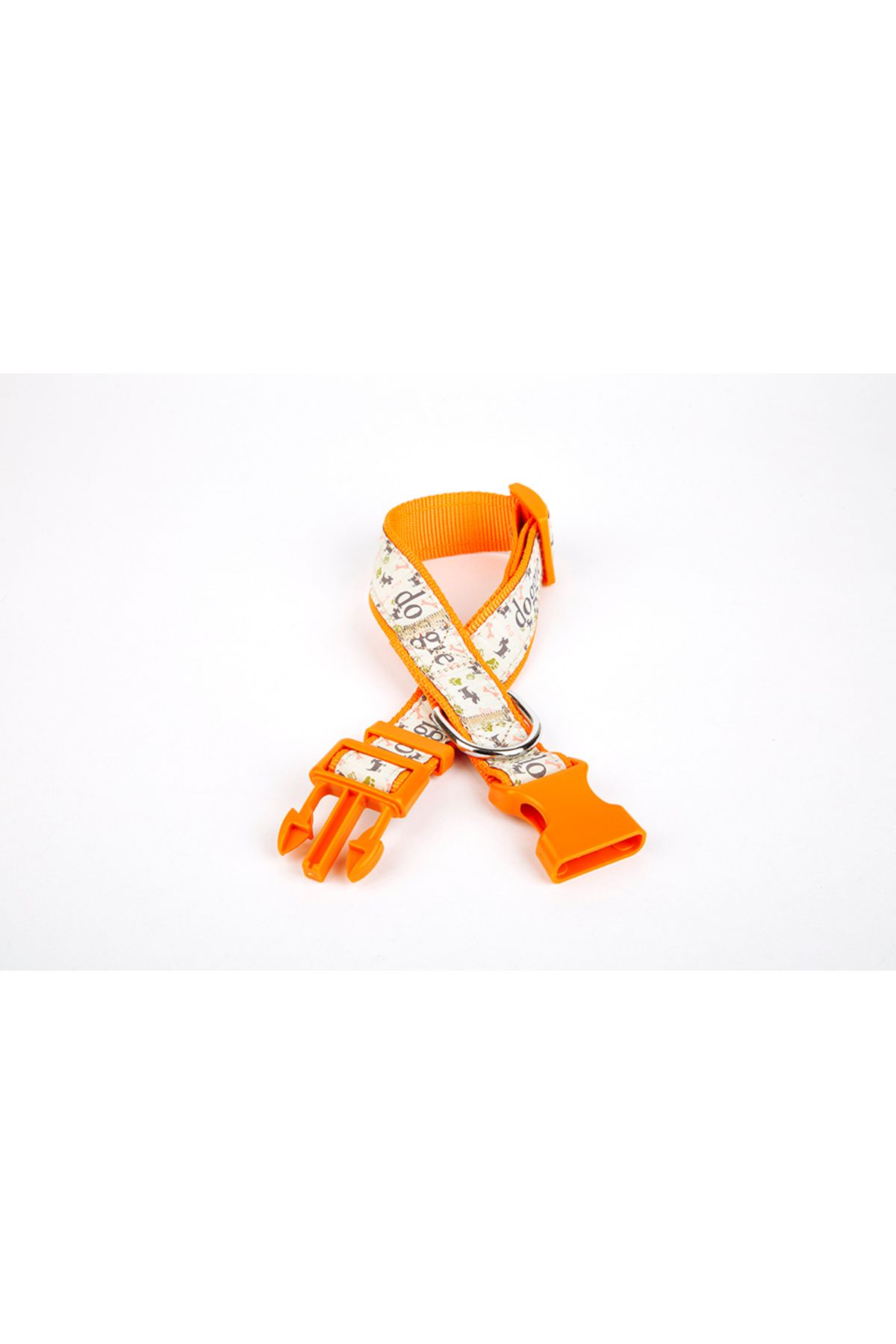 FAYMEM GLOBAL Desenli Süslü Dokuma Köpek Boyun Tasması 1,5 x 25-40 cm Turuncu