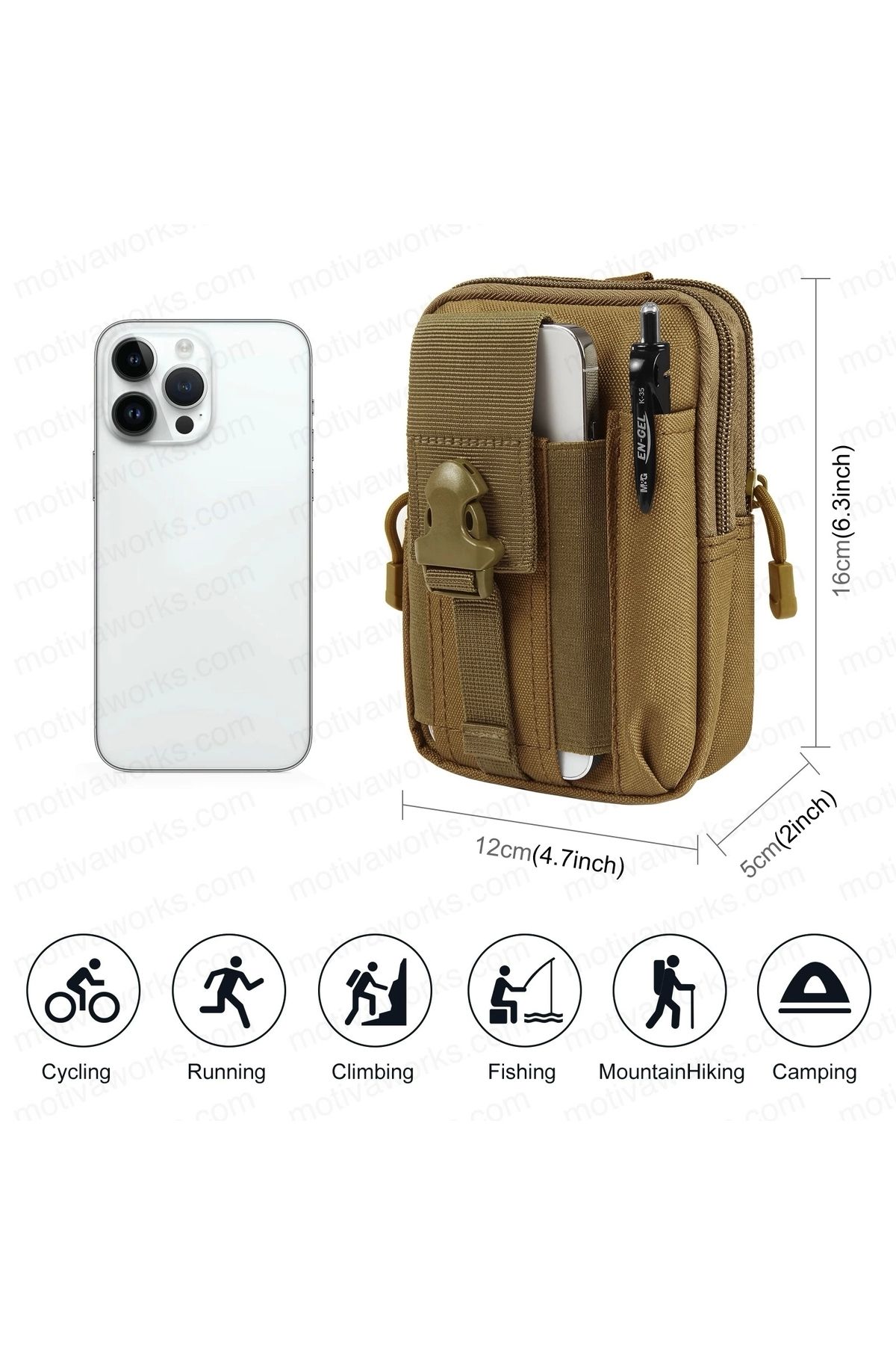 Motiva Taktik Modüler Mini Tan Desert Göğüs Telefon Molle Çantası